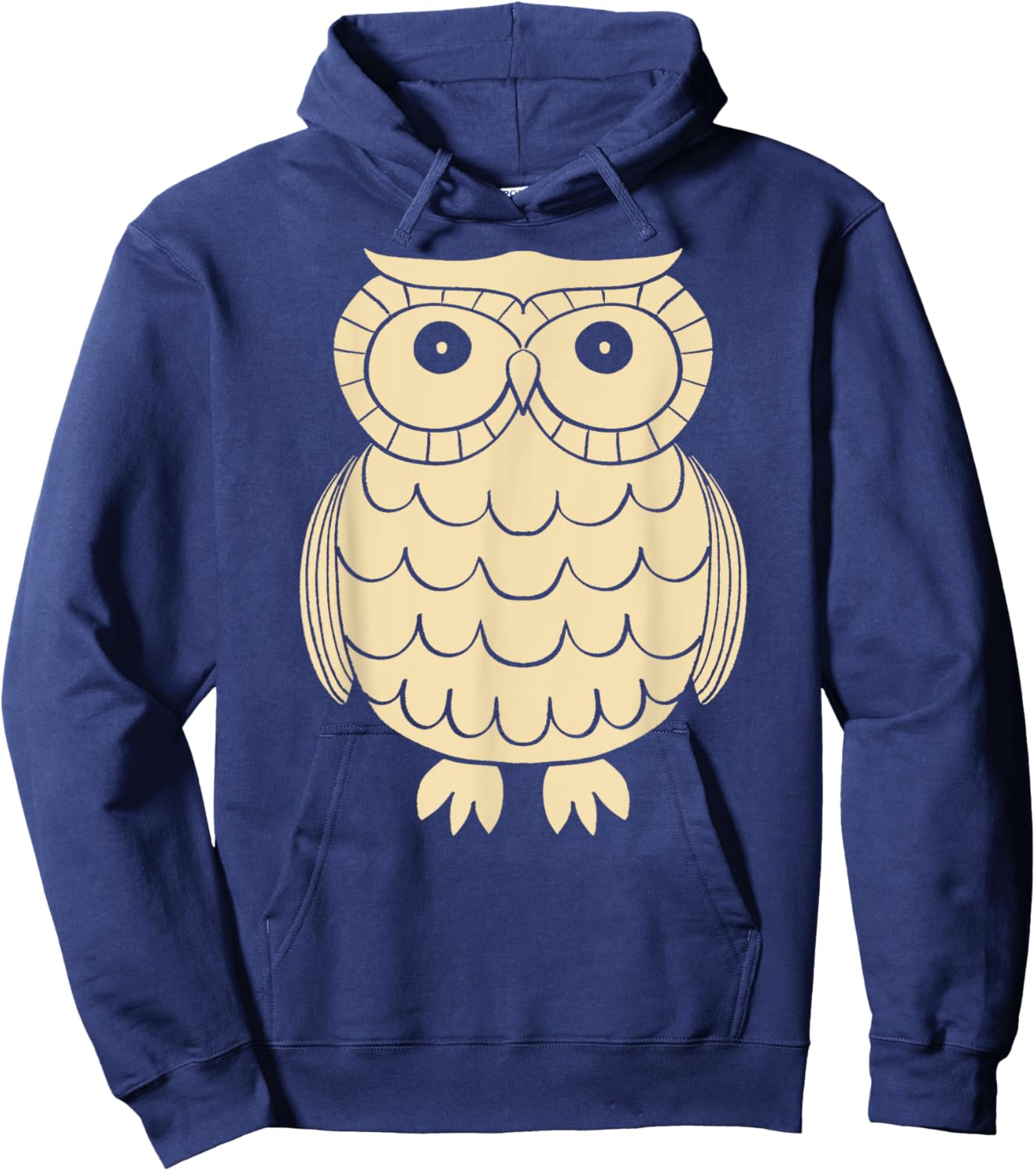 Cute Retro 1970s Style Owl Graphic in Cream Color Hoodie - Hoodie | Navy