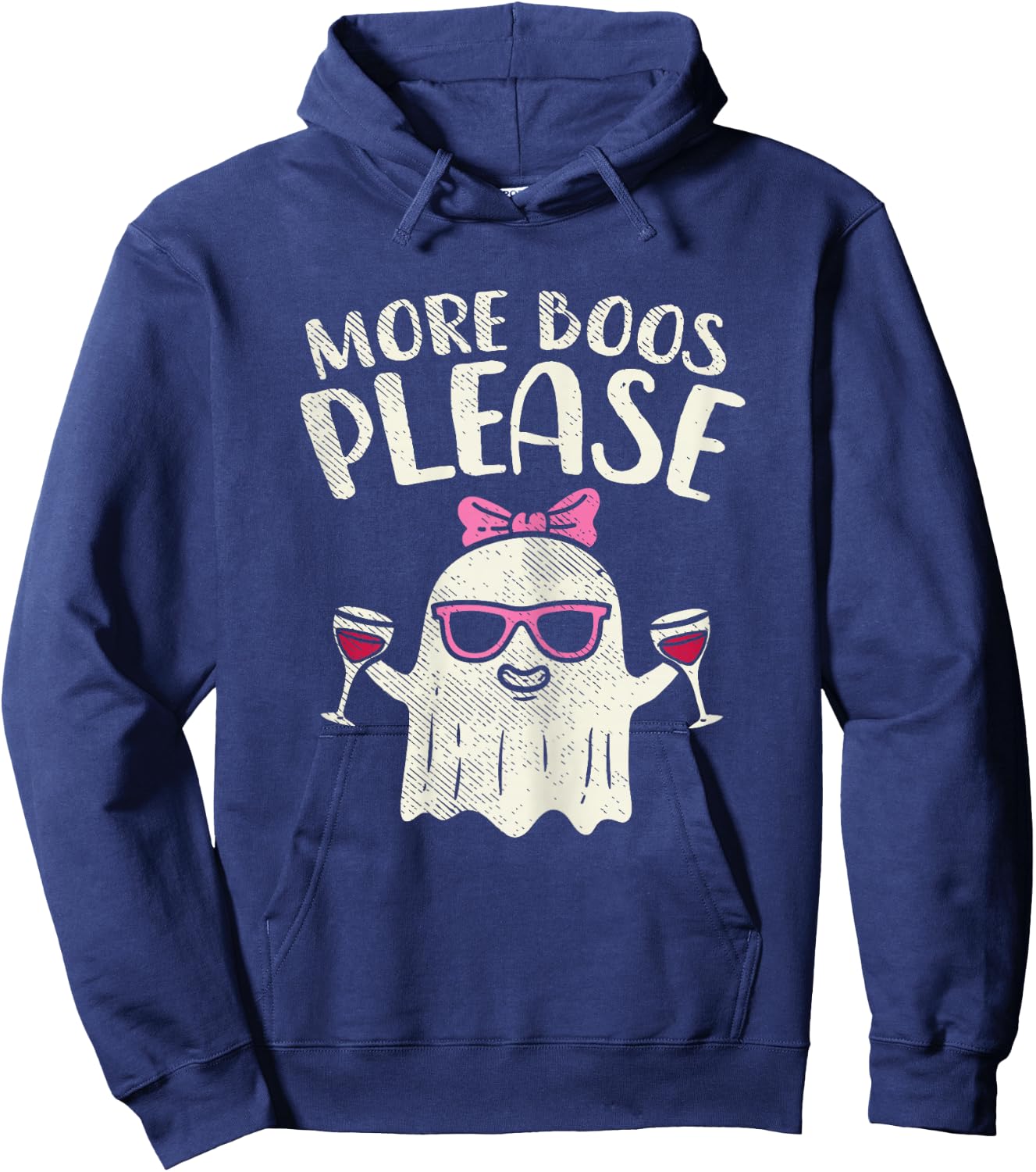More Boos Please Wine Ghost Halloween Drinking Women Gift Hoodie - Hoodie | Navy