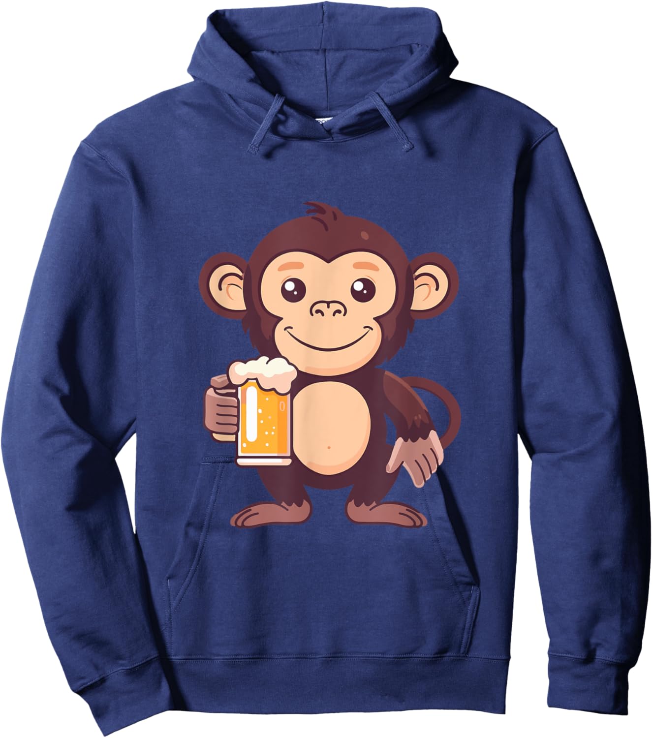 Monkey With Beer | Funny Drinking Party Hoodie - Hoodie | Navy