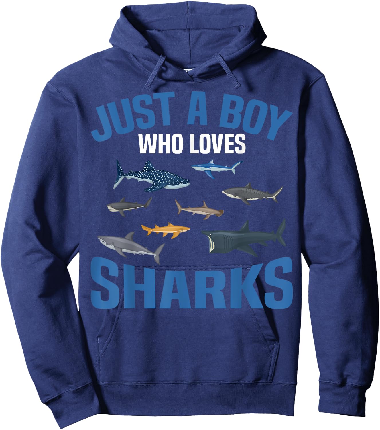 Shark Lover Kids Just A Boy Who Loves Sharks Hoodie - Hoodie | Navy