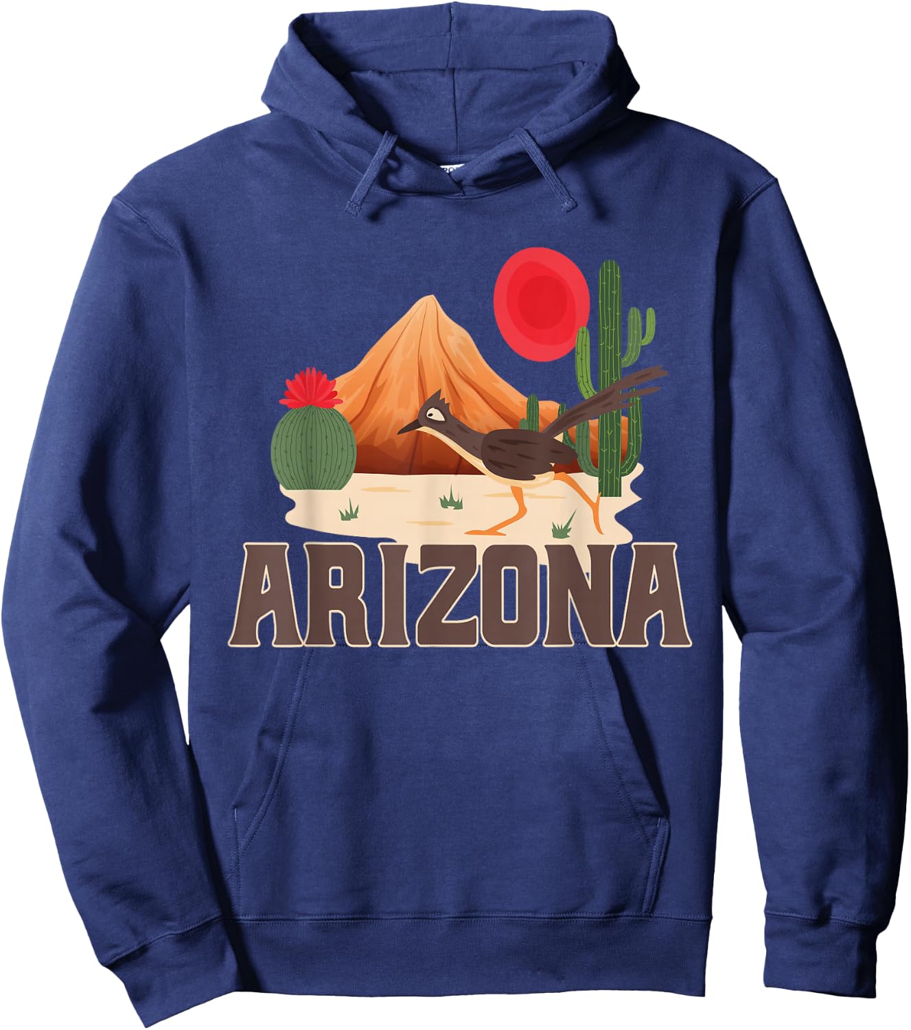 Arizona Roadrunner Retro Boho Desert Cactus Small Hoodie - Hoodie | Navy