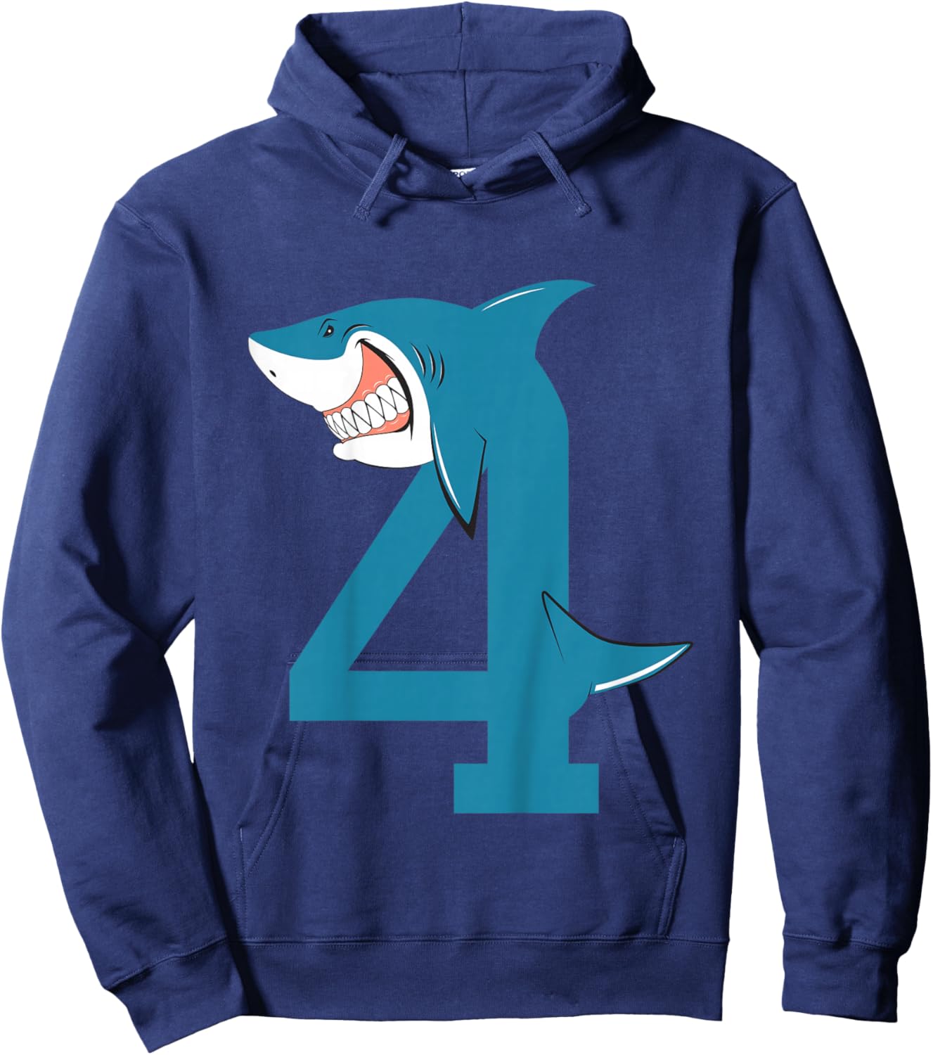 Shark 4th Birthday Shirt Boy Girl Gift 4 Year Old Hoodie - Hoodie | Navy