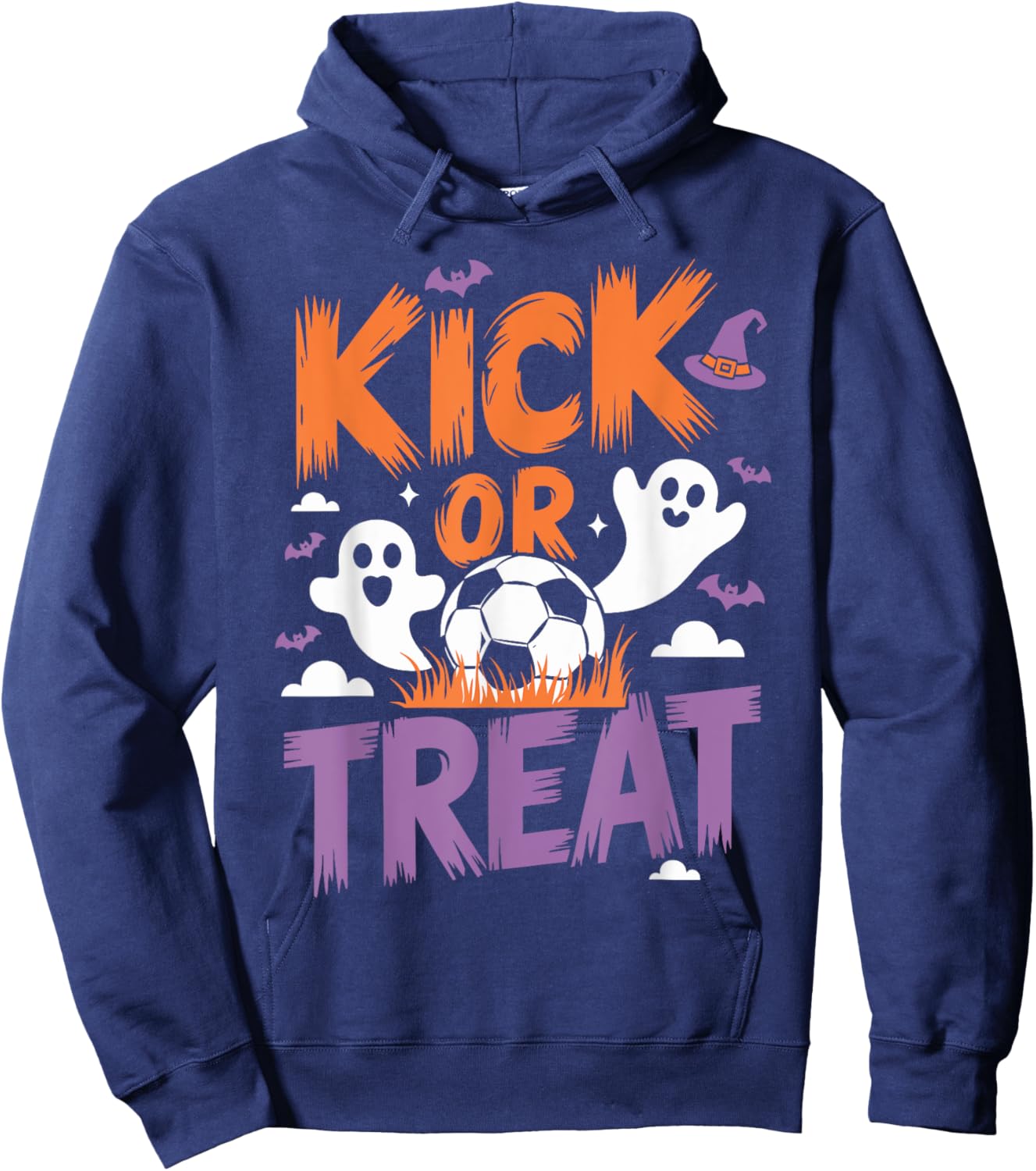 Kick Or Treat Soccer Halloween Spooky Soccer Shirt Halloween Hoodie - Hoodie | Navy