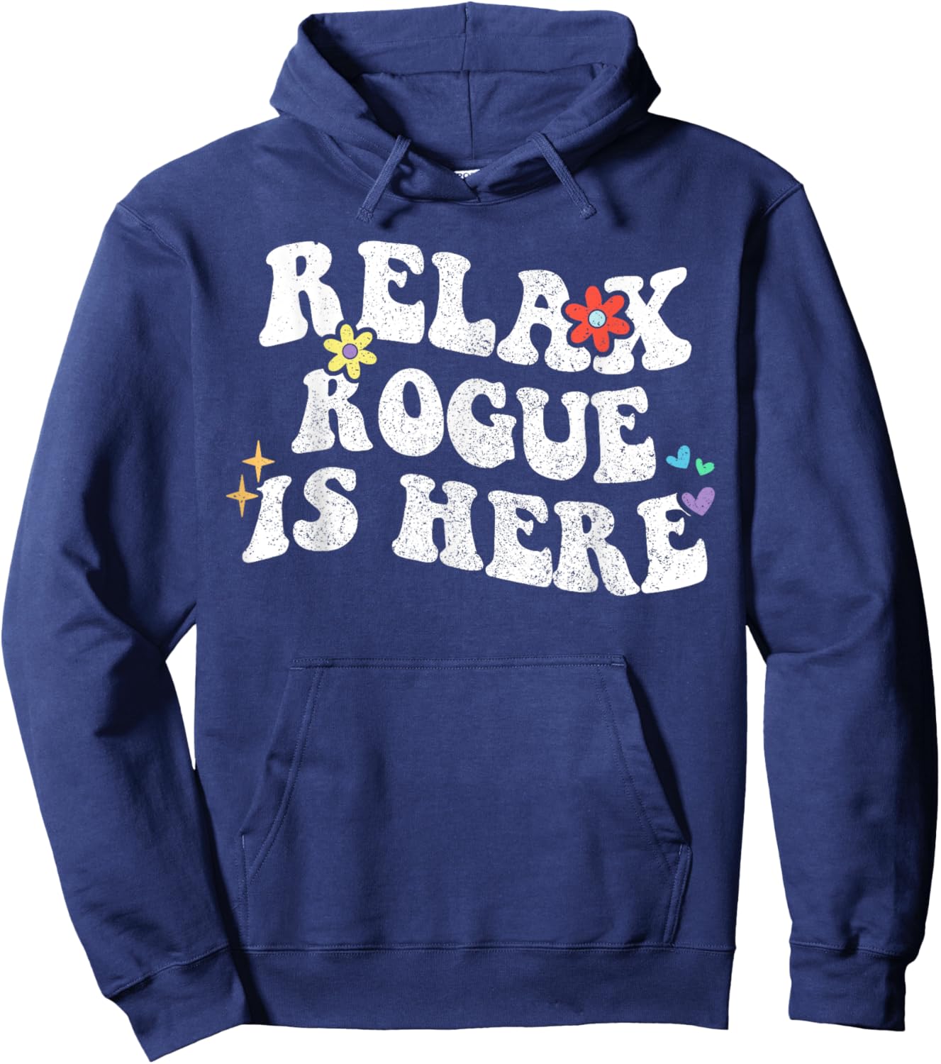 Retro Groovy Relax ROGUE Is Here Funny Mother's Day Name Hoodie - Hoodie | Navy