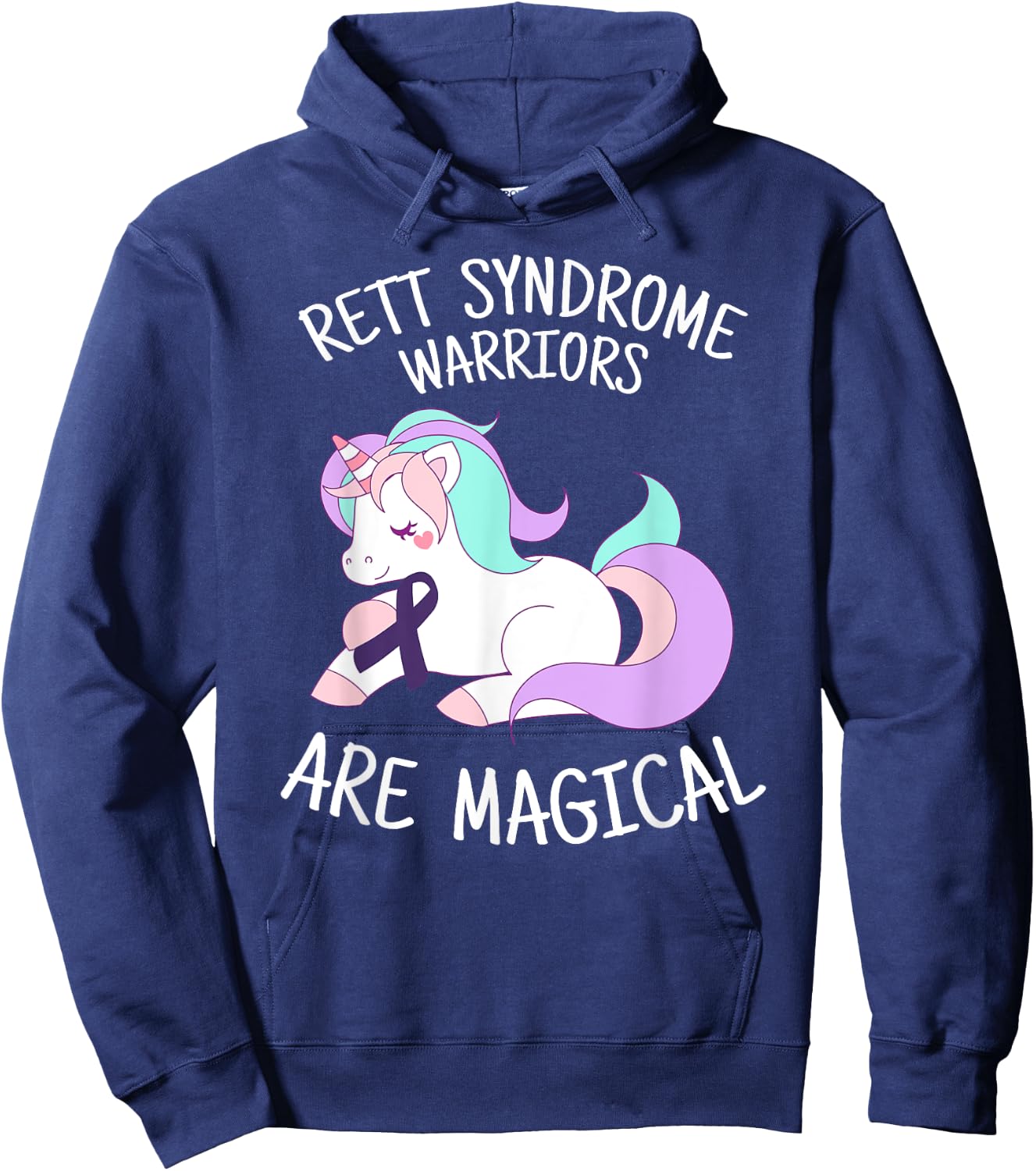 Unicorn Rett Syndrome Awareness Gift, Rett Syndrome Warrior Hoodie - Hoodie | Navy