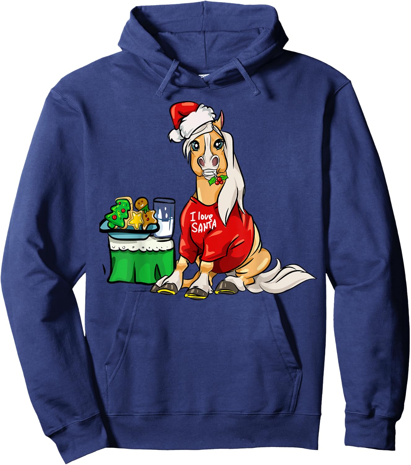 Haflinger Horse I Love Santa Christmas Horses Gifts Hoodie - Hoodie | Navy
