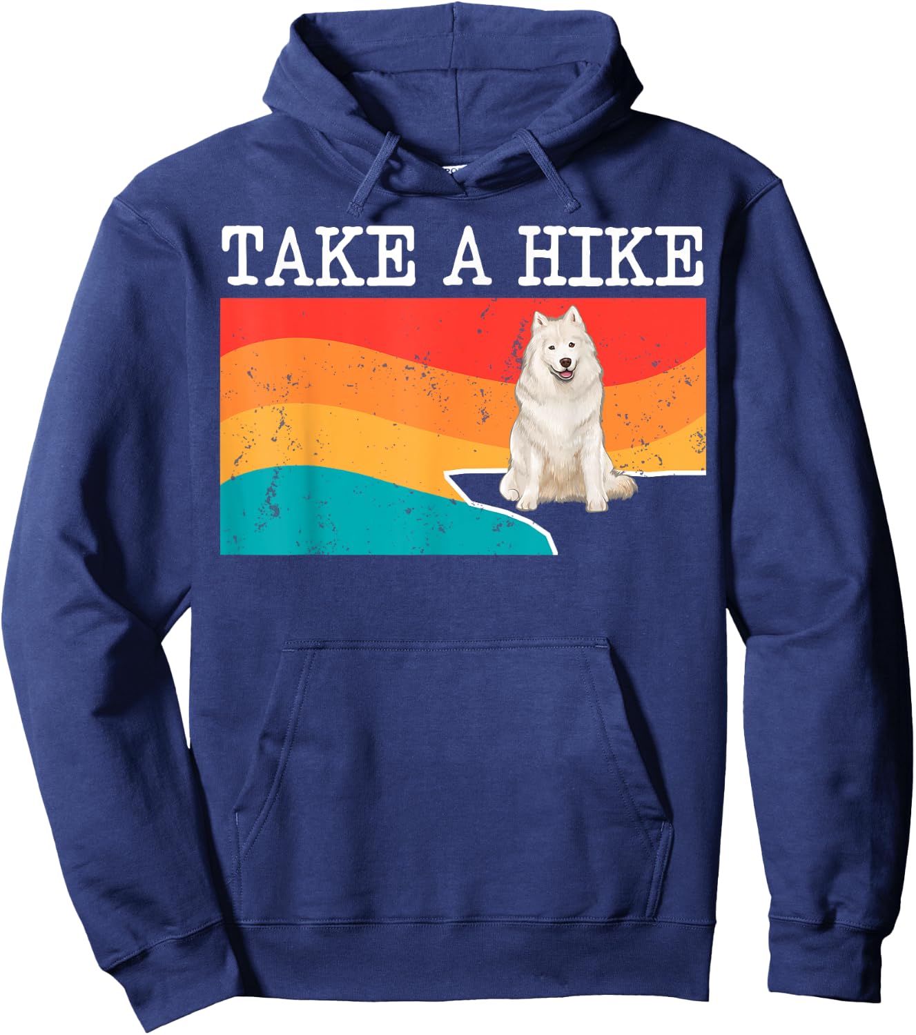 Funny Take A Hike Samoyed Graphic Hiking Hoodie - Hoodie | Navy