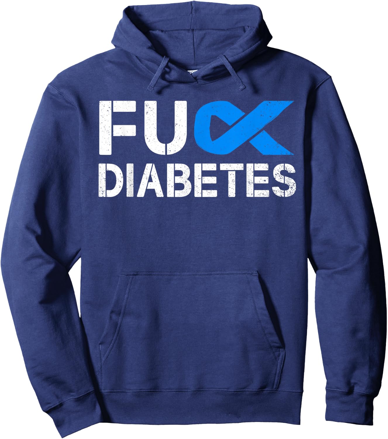 Fuck Diabetes Awareness Ribbon Type 1 One Two 2 T1D Hoodie - Hoodie | Navy