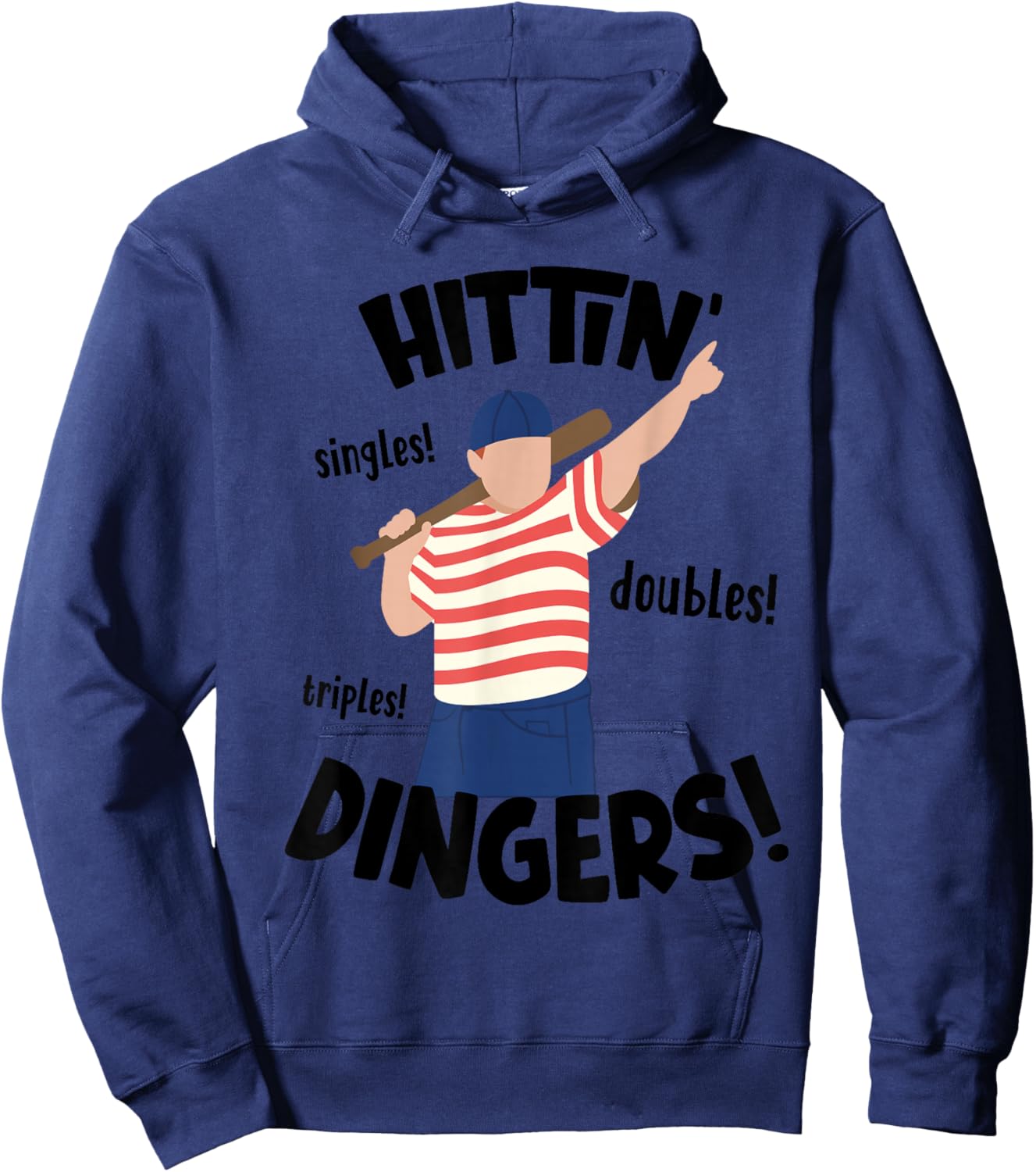 D-Line Designs Hittin' Singles, Double, Triples, Dingers! Baseball Softball Hoodie - Hoodie | Navy