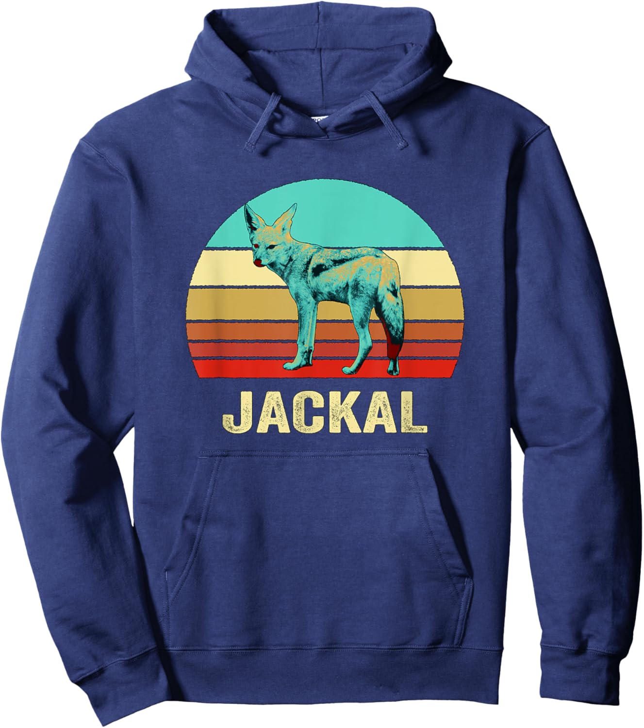 Vintage Retro Style Sunset Jackal Hoodie - Hoodie | Navy