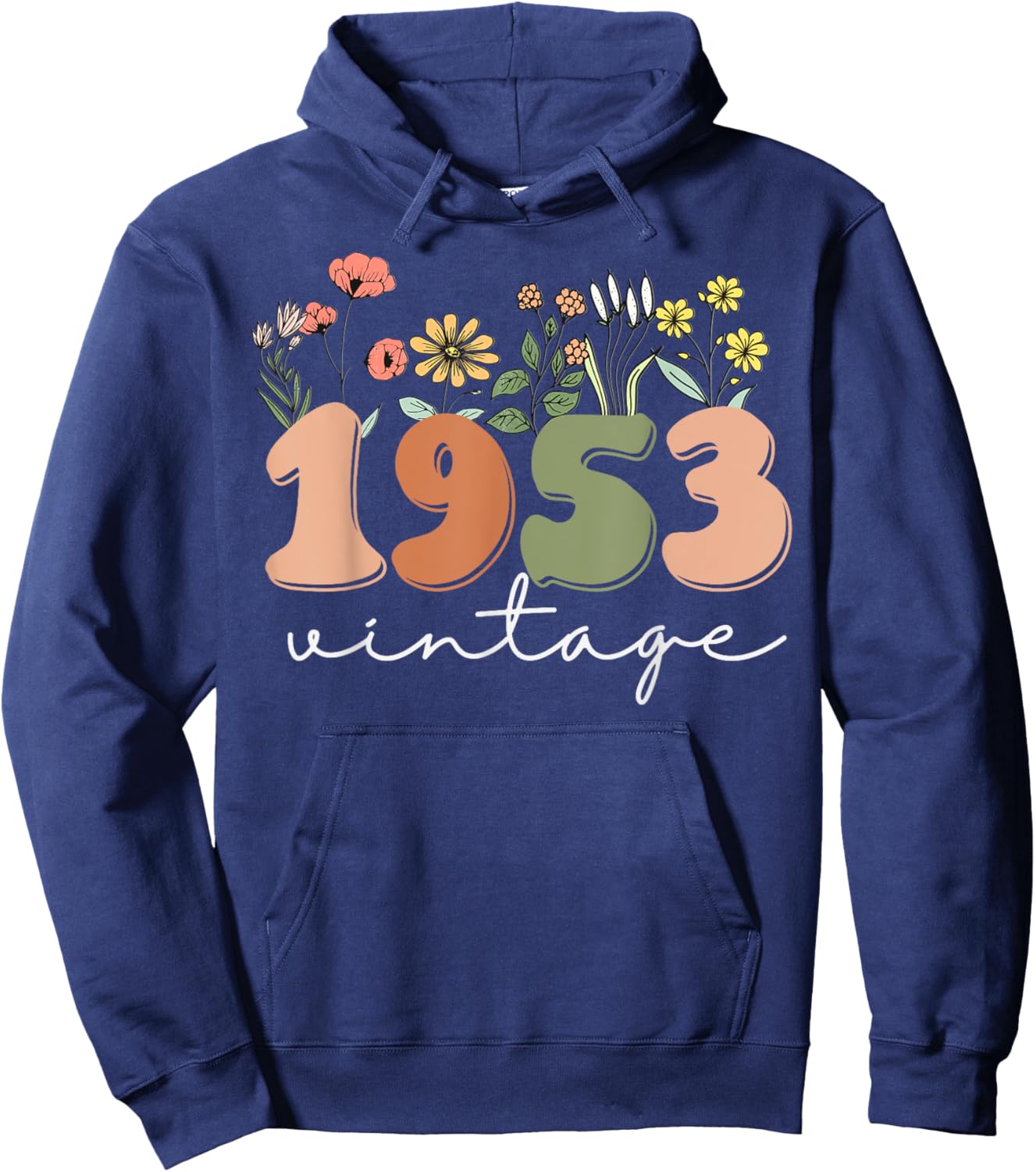 70 Years Old Vintage 1953 70th Birthday Wildflower Women Hoodie - Hoodie | Navy