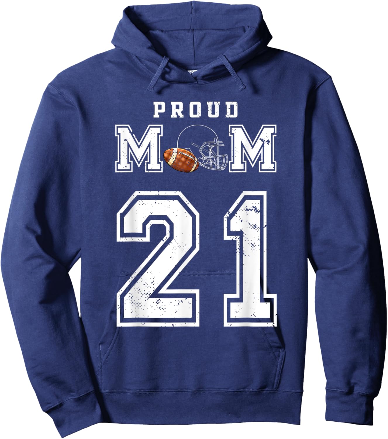 Custom Proud Football Mom Number 21 Personalized Hoodie - Hoodie | Navy