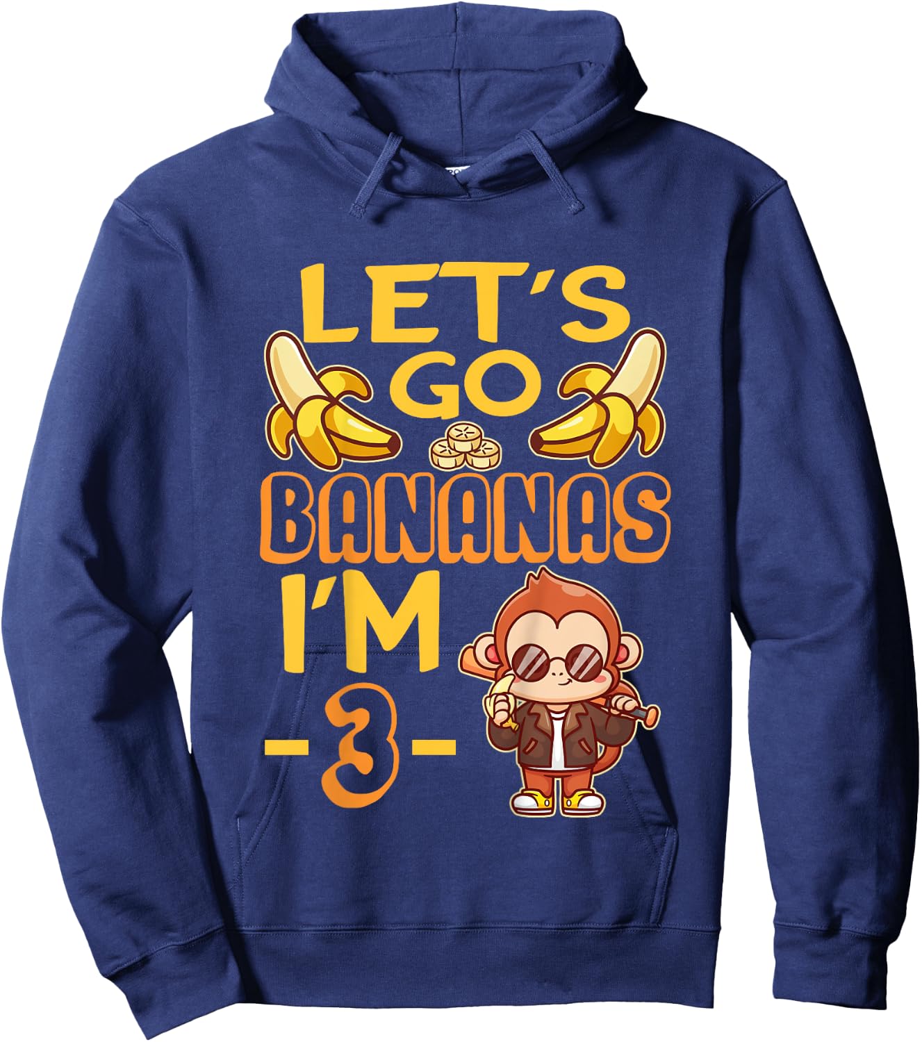 Let's Go Bananas I'm 3 Zoo Jungle Safari 3rd Birthday Hoodie - Hoodie | Navy