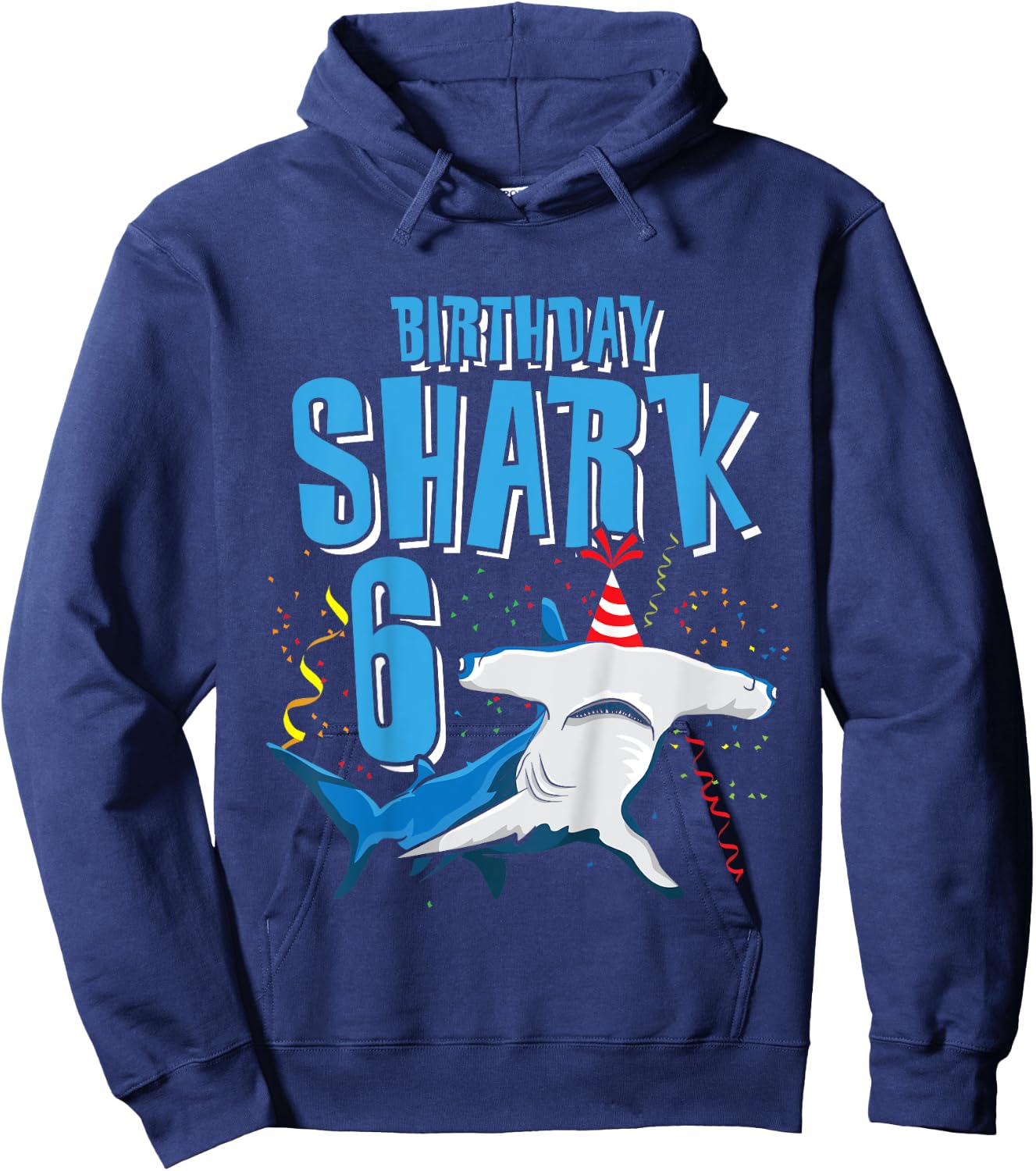 Kids Boys Birthday Shark Shirt for 6 Year Old Hammerhead Shark Hoodie - Hoodie | Navy