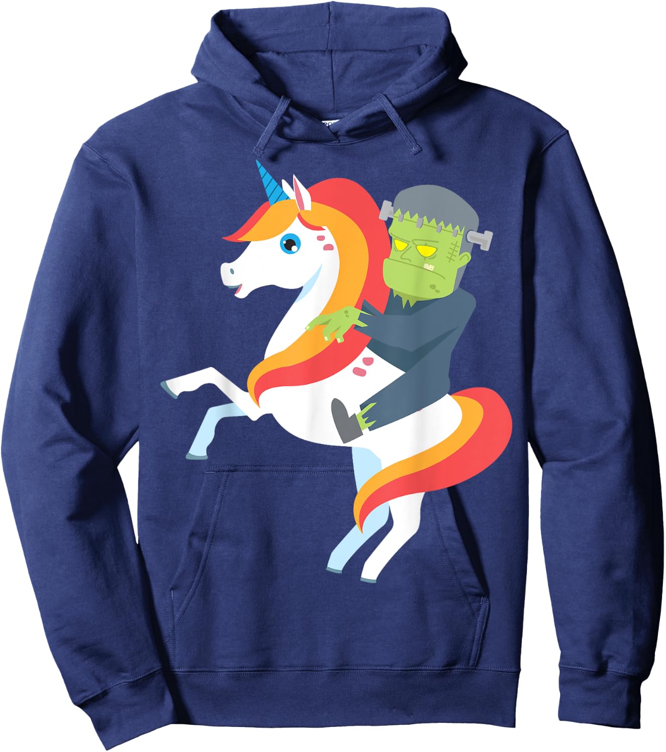Frankenstein Riding Unicorn Cute Monster Halloween Costume Hoodie - Hoodie | Navy