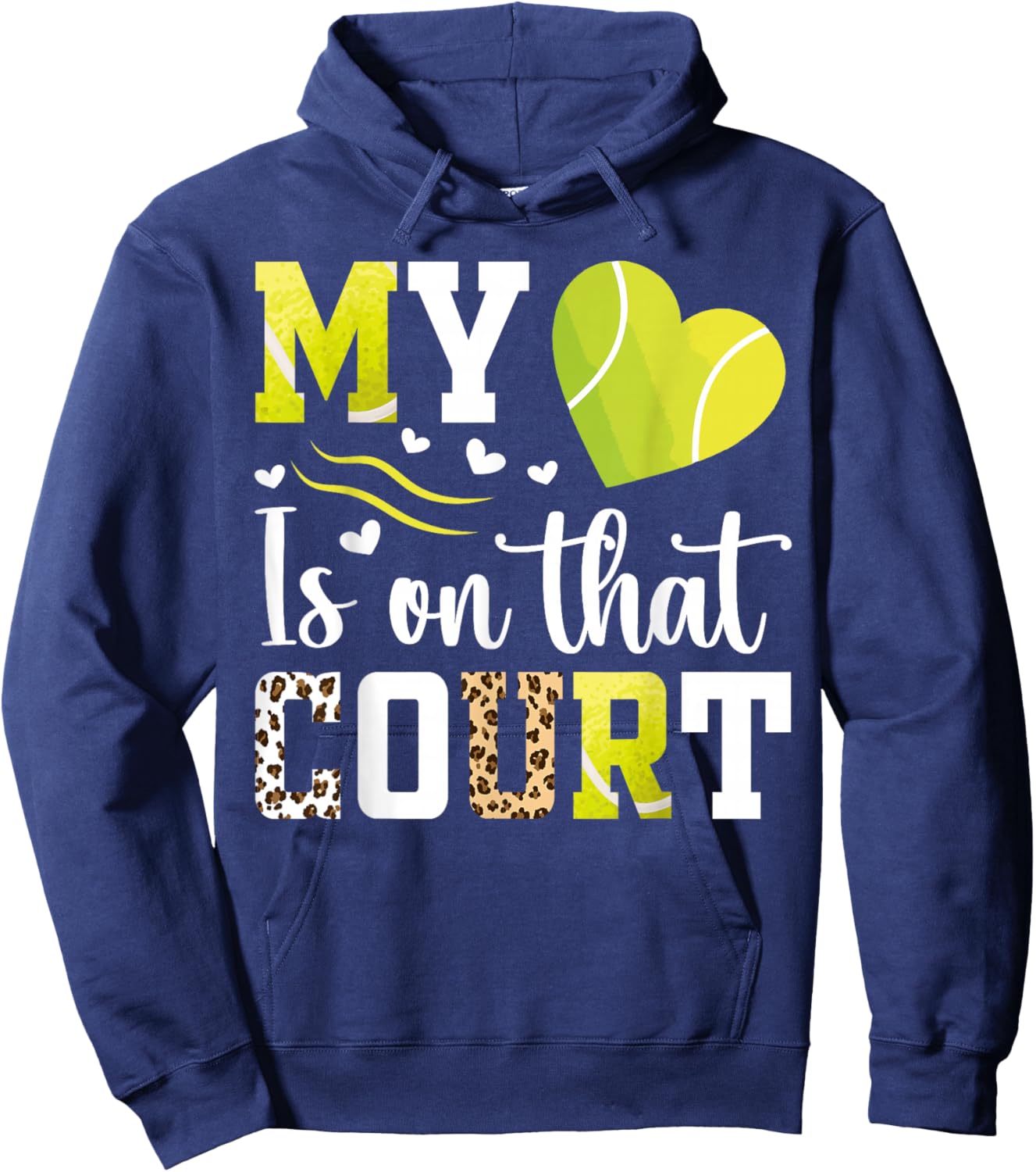 My heart is on that court Tennis Player Tennis mom Hoodie - Hoodie | Navy
