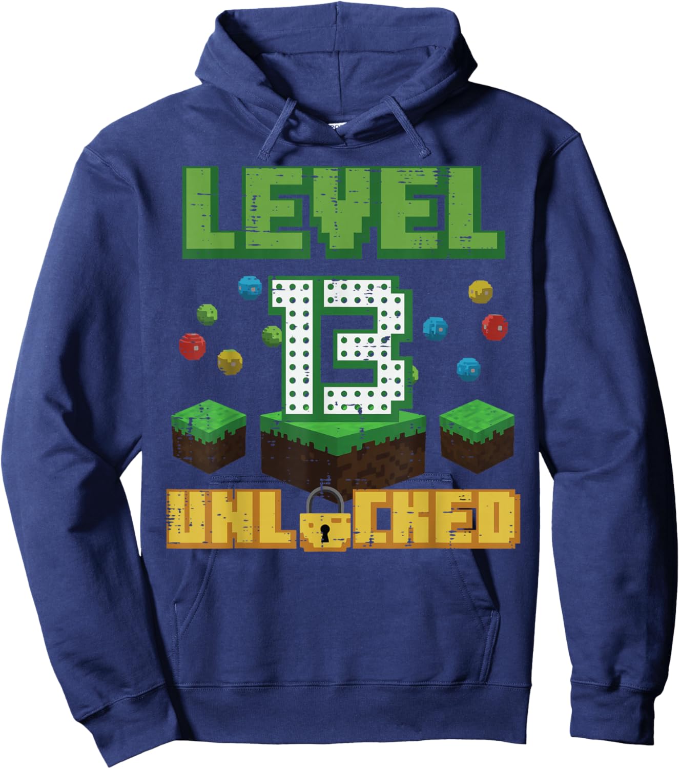 Level 13 Unlocked Pixel Gamer 13th Birthday Gaming Boys Teen Hoodie - Hoodie | Navy