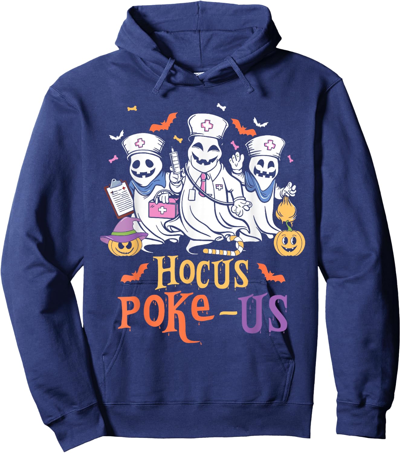 Phlebotomist Halloween,Medical Lab Tech,ER Crew Spooky Nurse Hoodie - Hoodie | Navy