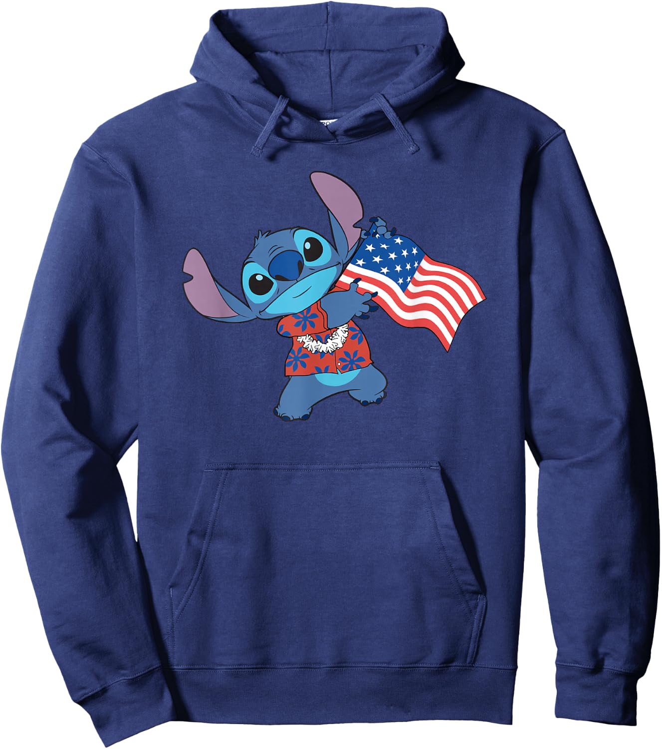 Disney Lilo & Stitch Tropical Stitch American Flag Hoodie - Hoodie | Navy