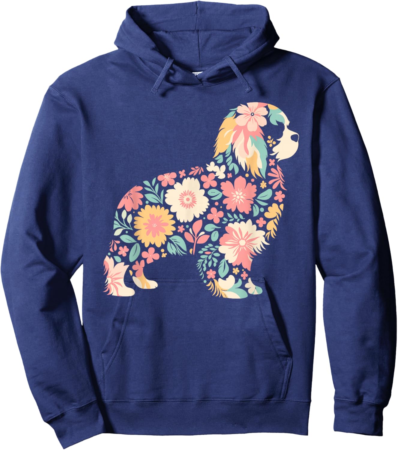 Cute FLower Cavalier King Charles Spaniel Mothers Day Hoodie - Hoodie | Navy