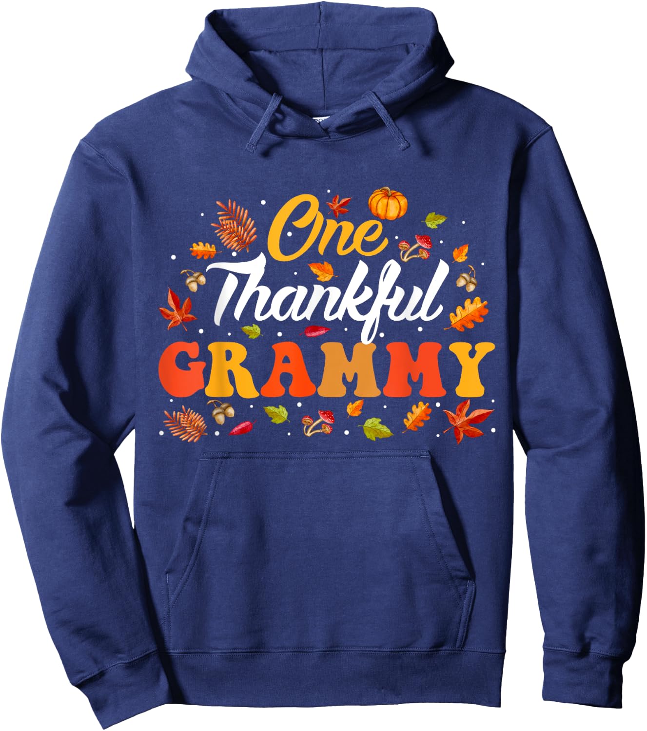 One Thankful Family Fall Thanksgiving Matching Women's Thanksgiving Turkey Autumn Leaves Fall Hoodie - Hoodie | Navy
