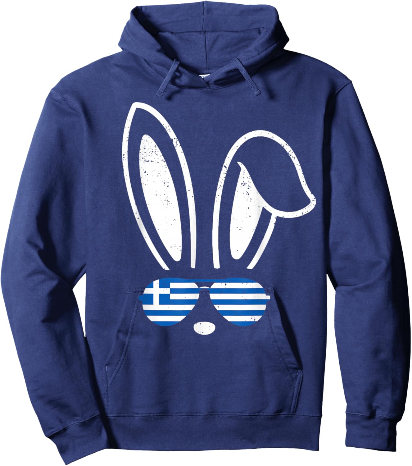 Bunny Ears Sunglasses Funny Easter 2026 Greece Flag Greek Hoodie - Hoodie | Navy