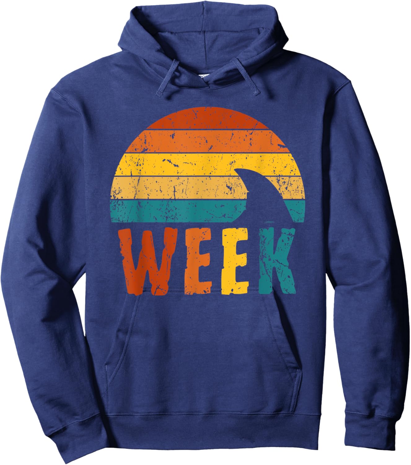 Retro Shark Fin 70s 80s Week Cool Sharks Ocean Animal Lover Hoodie - Hoodie | Navy