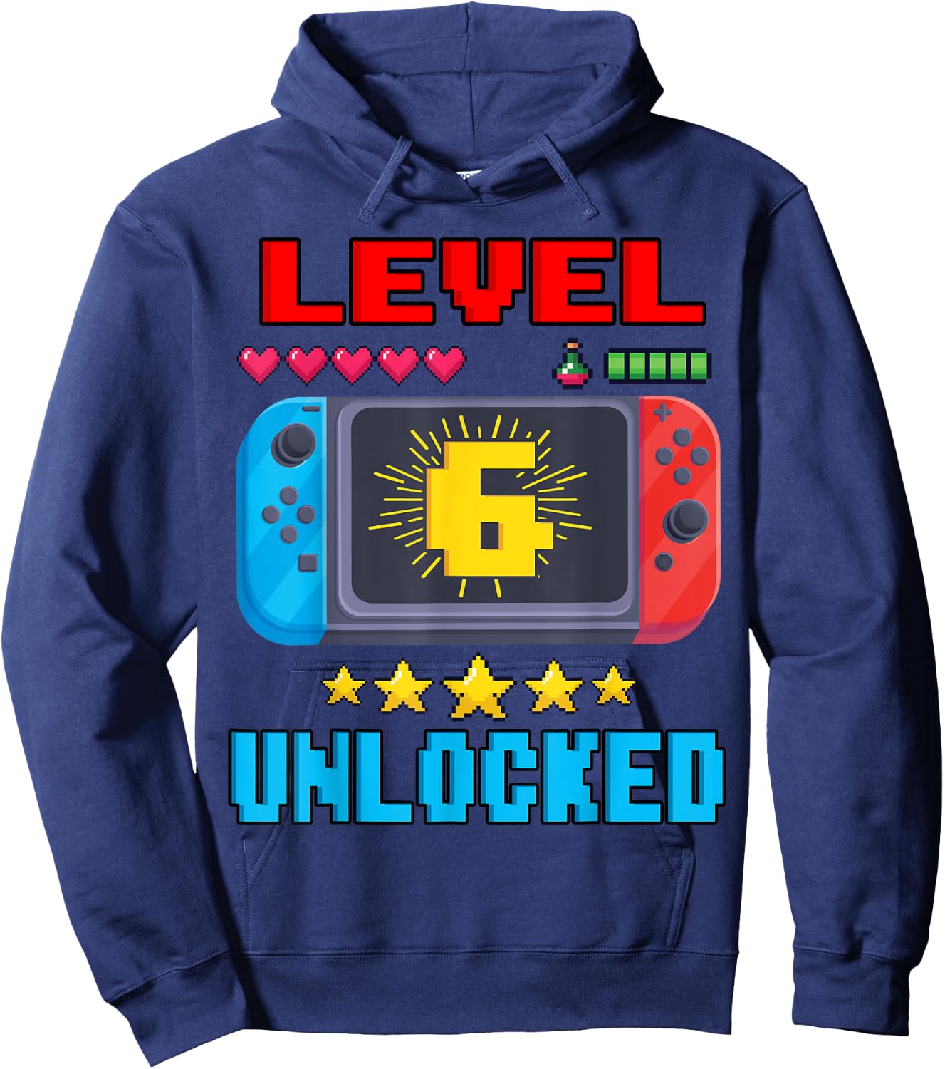 6th Birthday Boy Level 6 Unlocked Video Gamer Birthday Hoodie - Hoodie | Navy