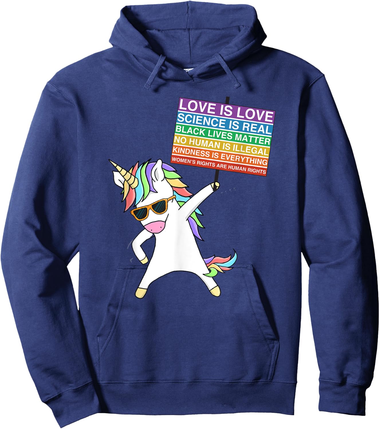 Social Justice Unicorn Protest Equality Egalitarian Hoodie - Hoodie | Navy