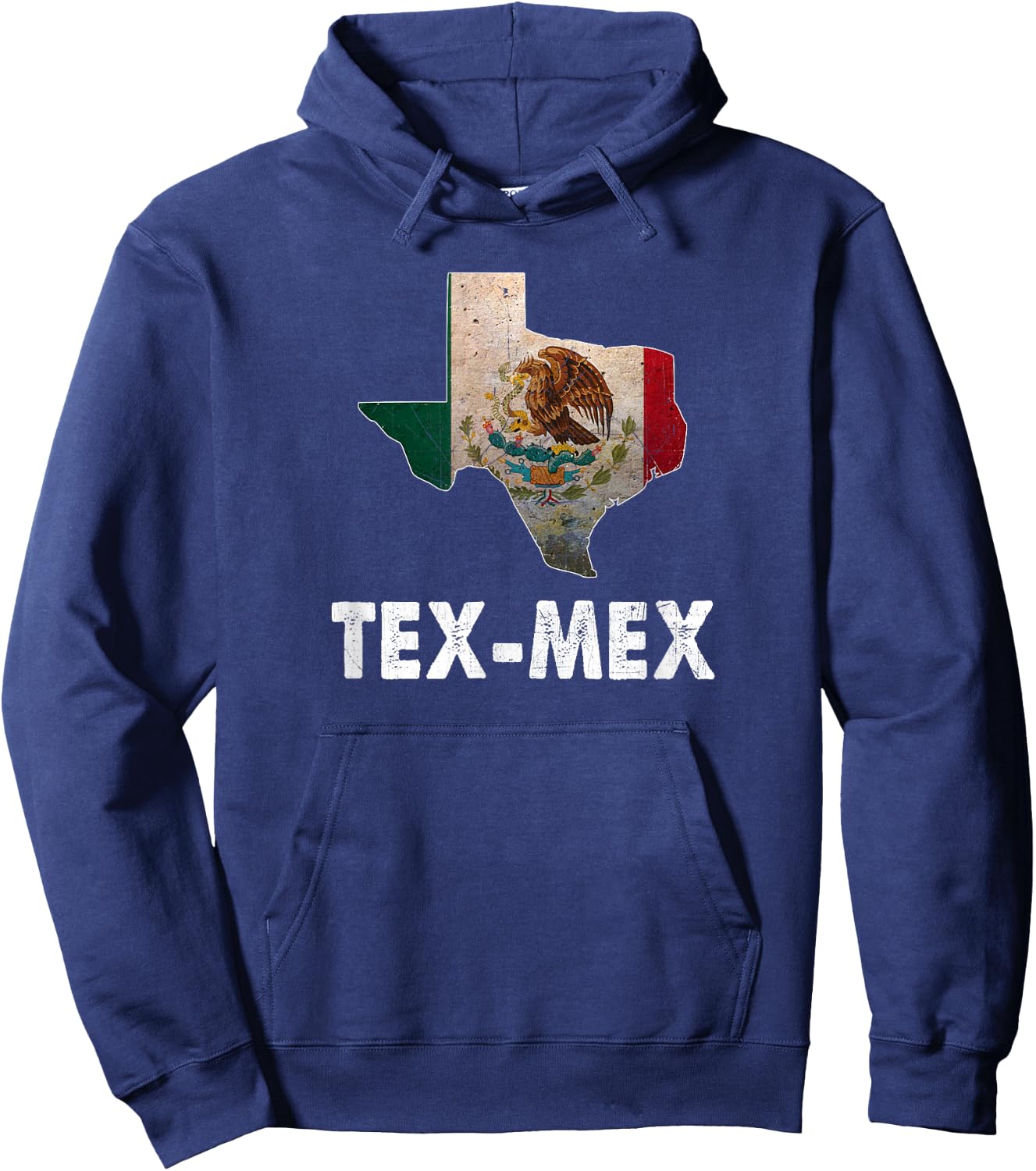 Tex-Mex Texas State with Mexico Flag - Mexican Food Lover Hoodie - Hoodie | Navy