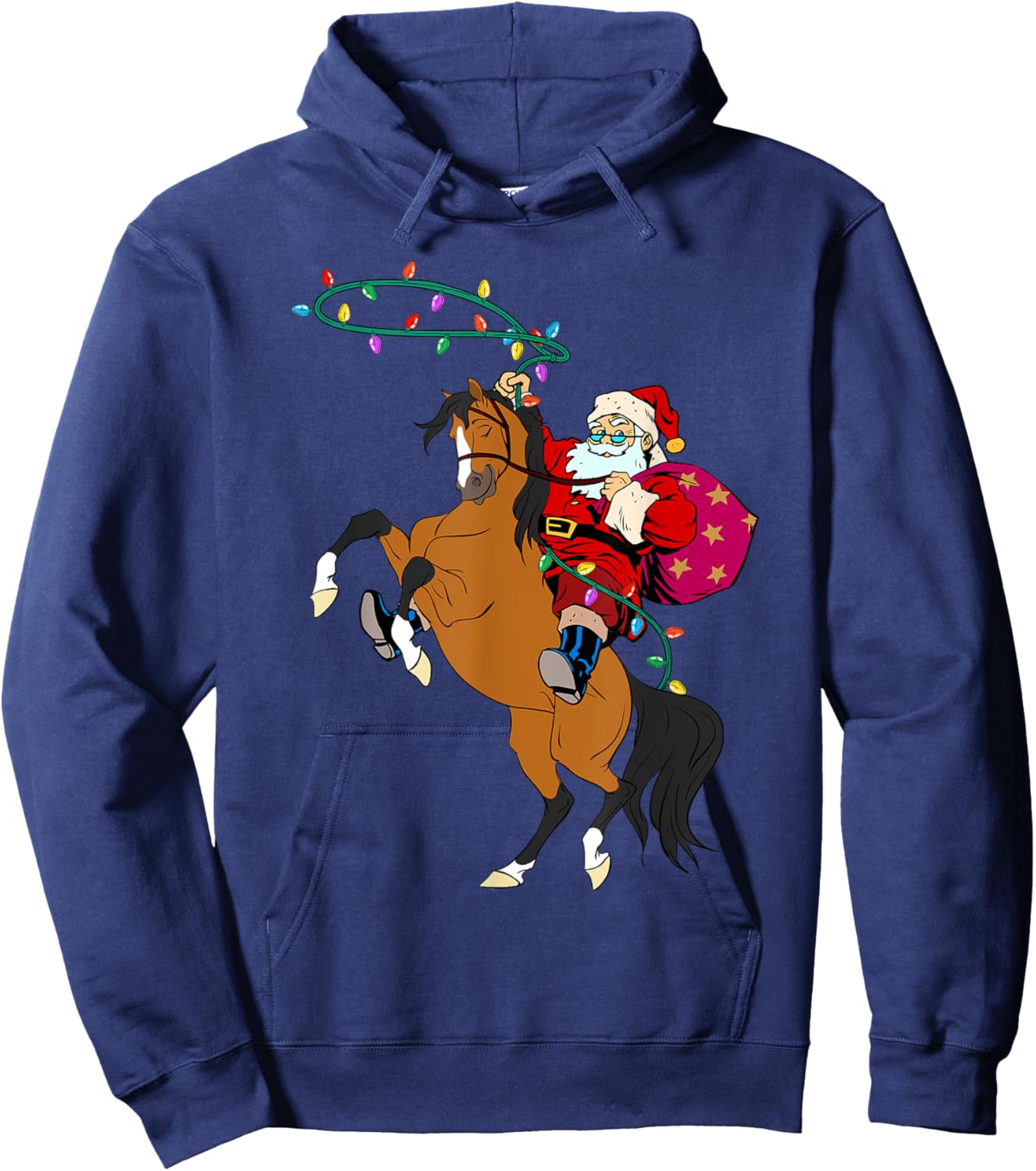 Cowboy Santa Claus Riding A Horse Christmas Cowboy Kids Boys Hoodie - Hoodie | Navy
