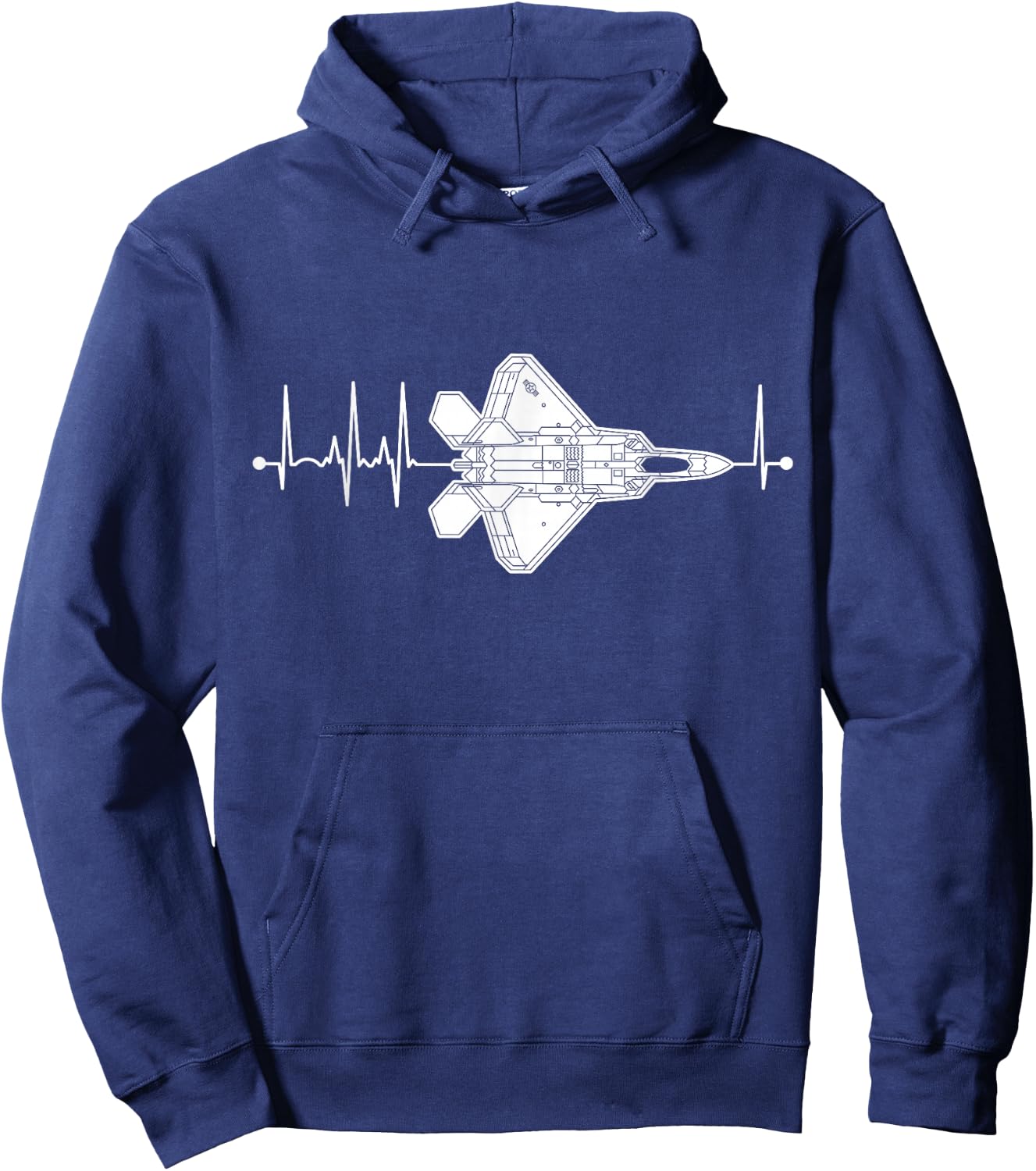 F-22 Raptor Schematic Airplane Pulse EKG Pilot F22 Heartbeat Hoodie - Hoodie | Navy