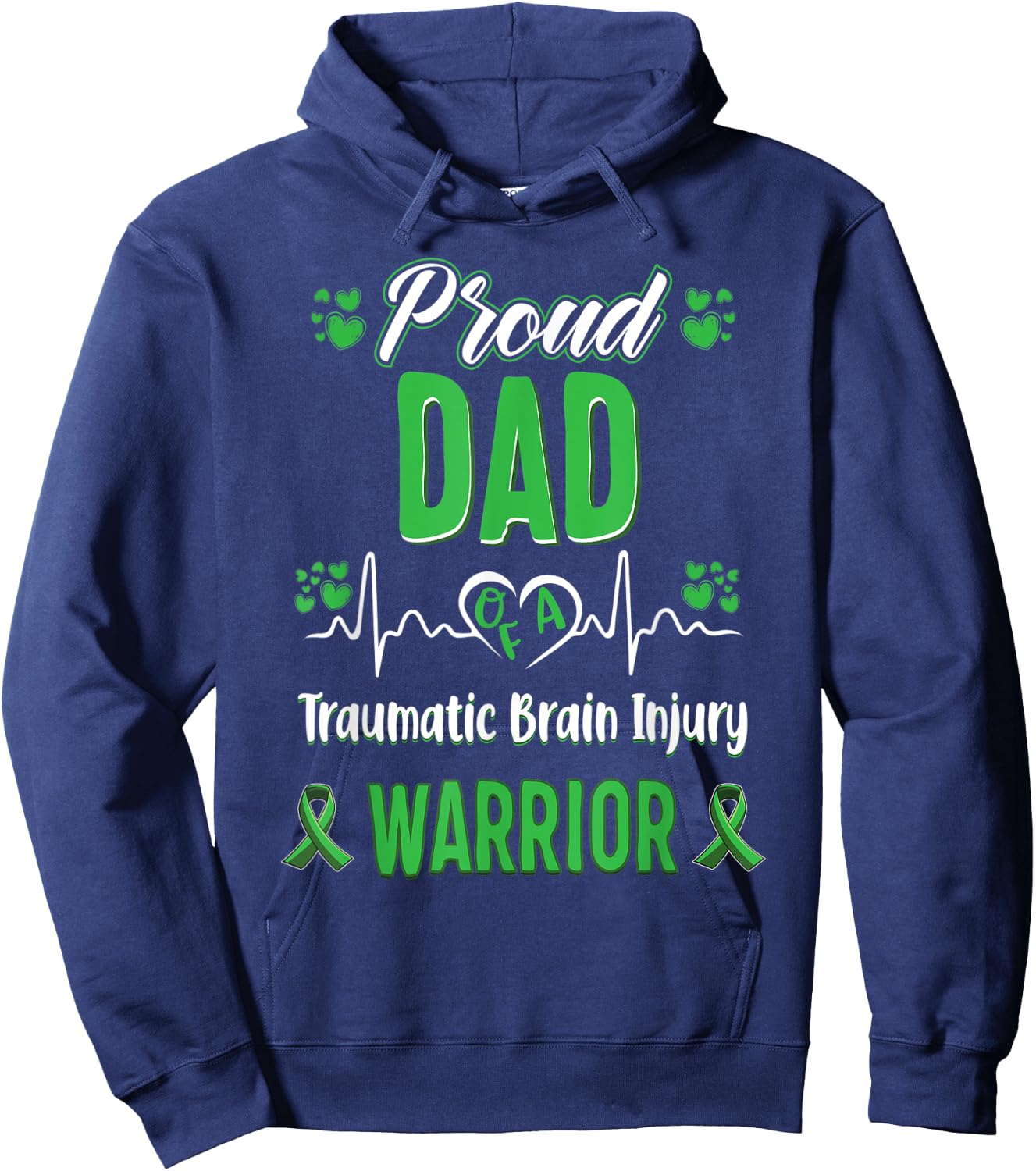 proud Dad Traumatic Brain Injury warrior awareness Hoodie - Hoodie | Navy