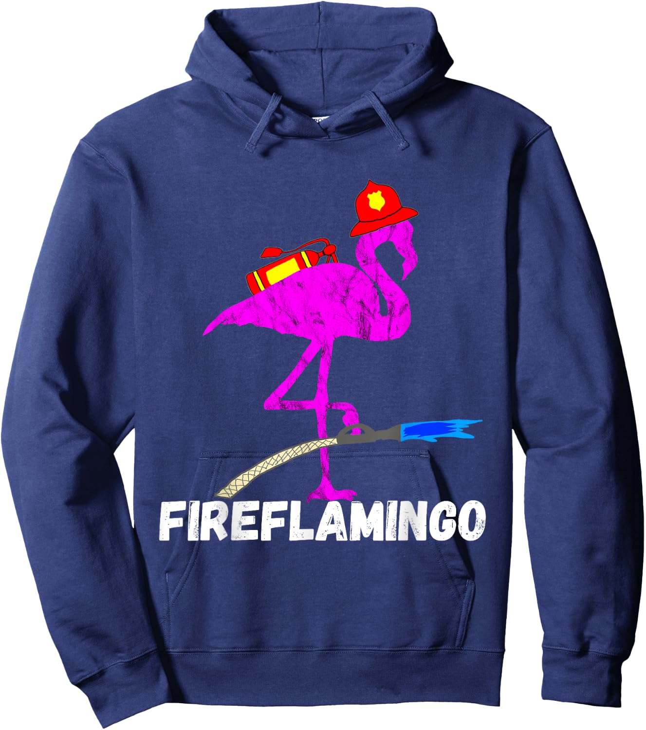 Fire Fighter Flamingo Exotic Bird Firefighter Fireman Hoodie - Hoodie | Navy