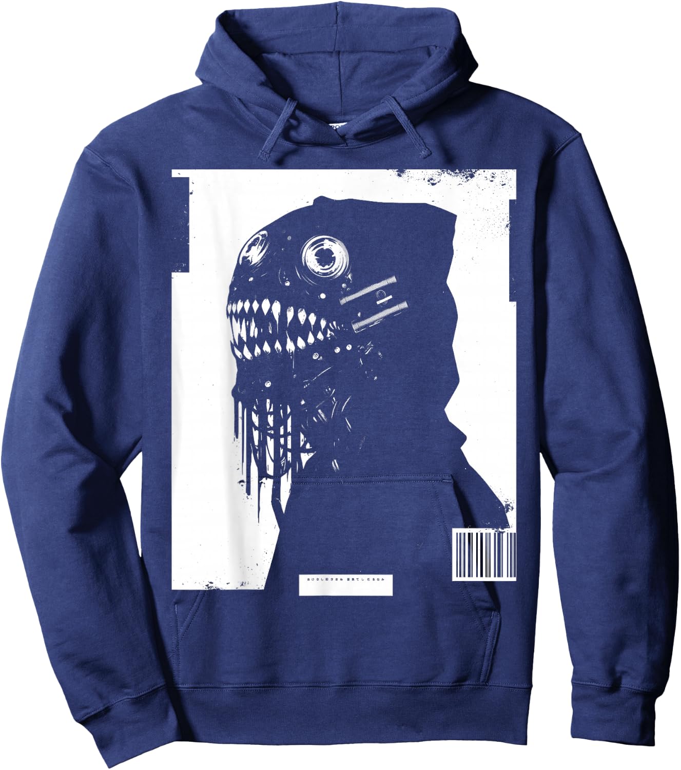 Horror Techwear Ghoul Futuristic Grunge Cybergoth Gothic Hoodie - Hoodie | Navy