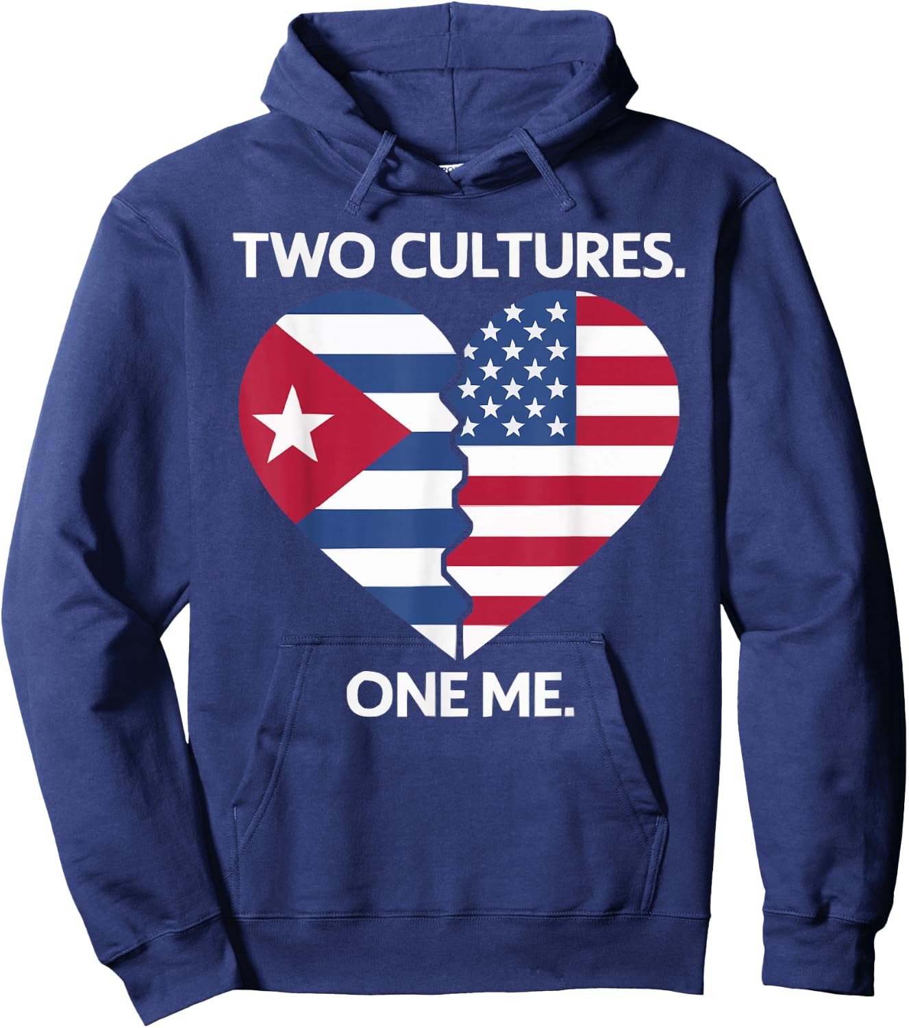 Half Cuban Half American Country USA Flag Cuba America Hoodie - Hoodie | Navy
