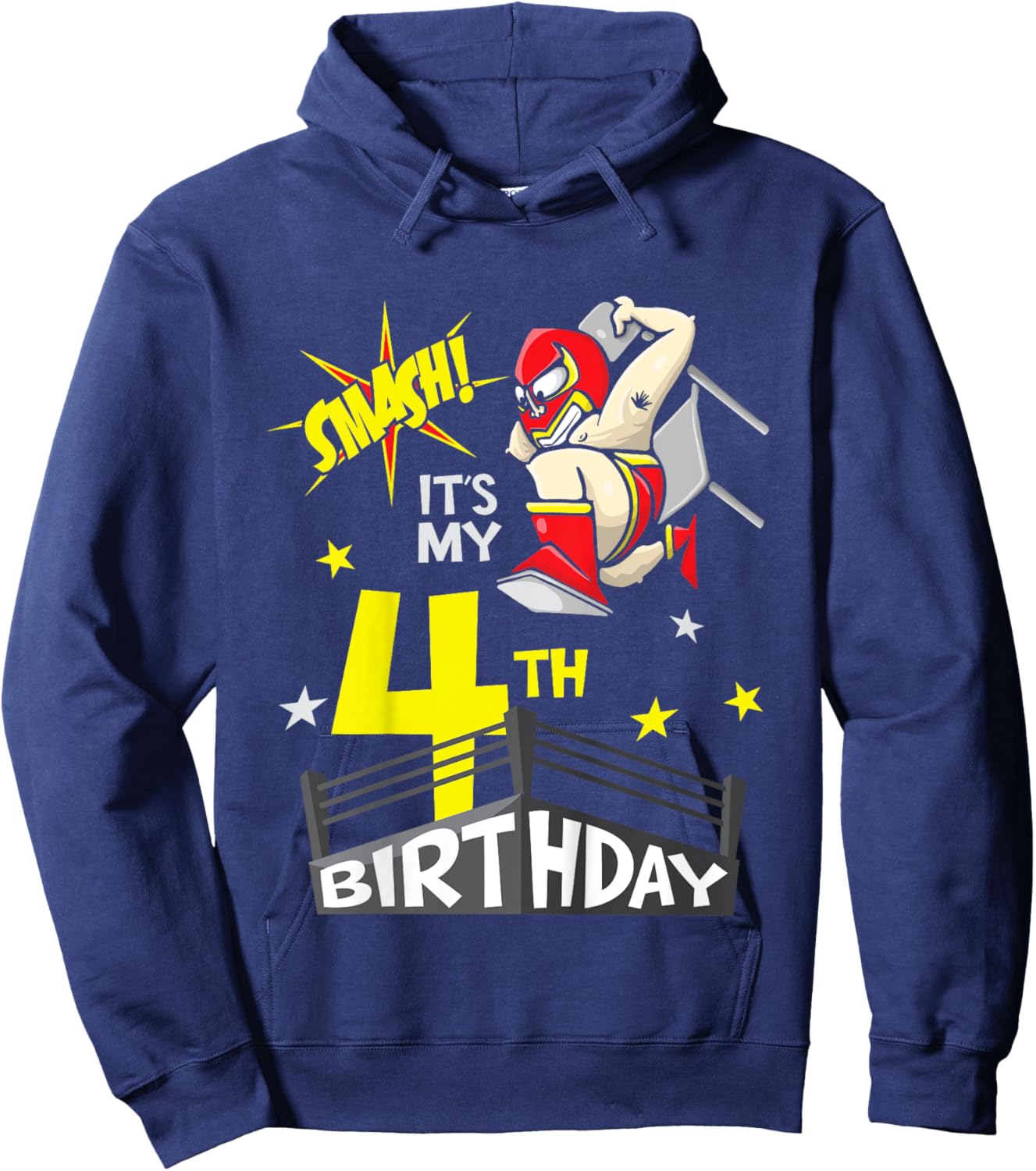 Kids Kids It's My 4th Birthday 4th Birthday Shirt Boy, Wrestling Hoodie - Hoodie | Navy