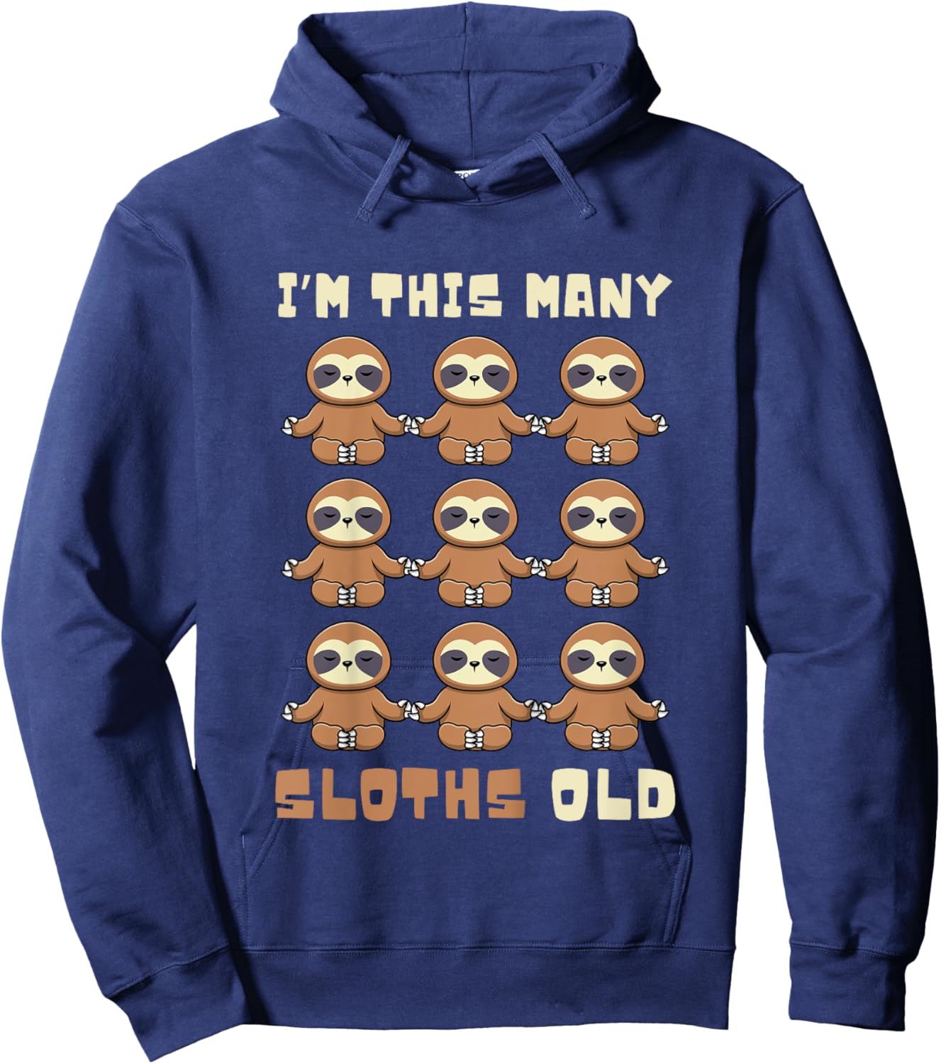 Kids I'm This Many Sloths Old Sloth 9th Birthday 9 Years Old Bday Hoodie - Hoodie | Navy