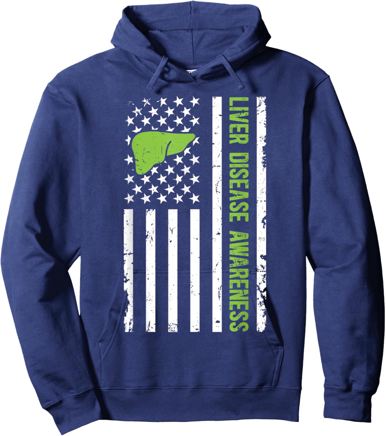 Liver Disease Awareness Month US Flag Liver Disease Warrior Hoodie - Hoodie | Navy