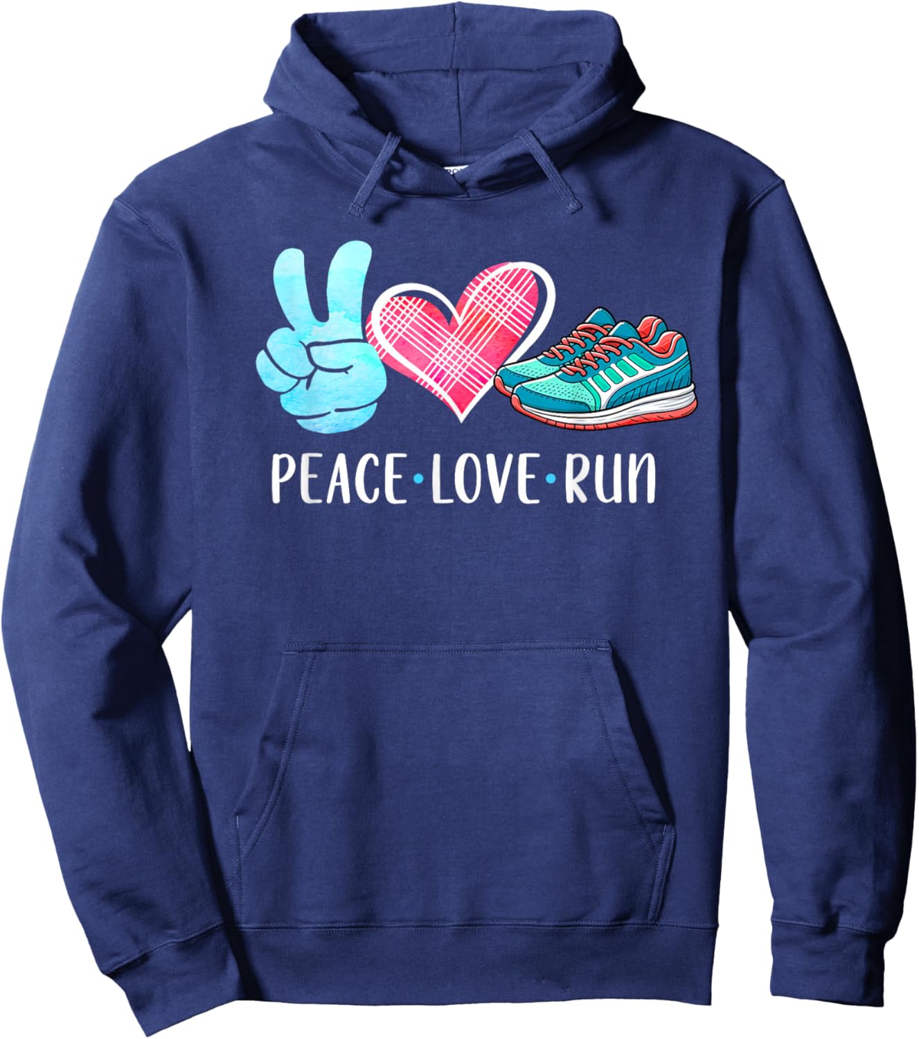 Running Lover Running Team Runner Athletic Peace Love Run Hoodie - Hoodie | Navy