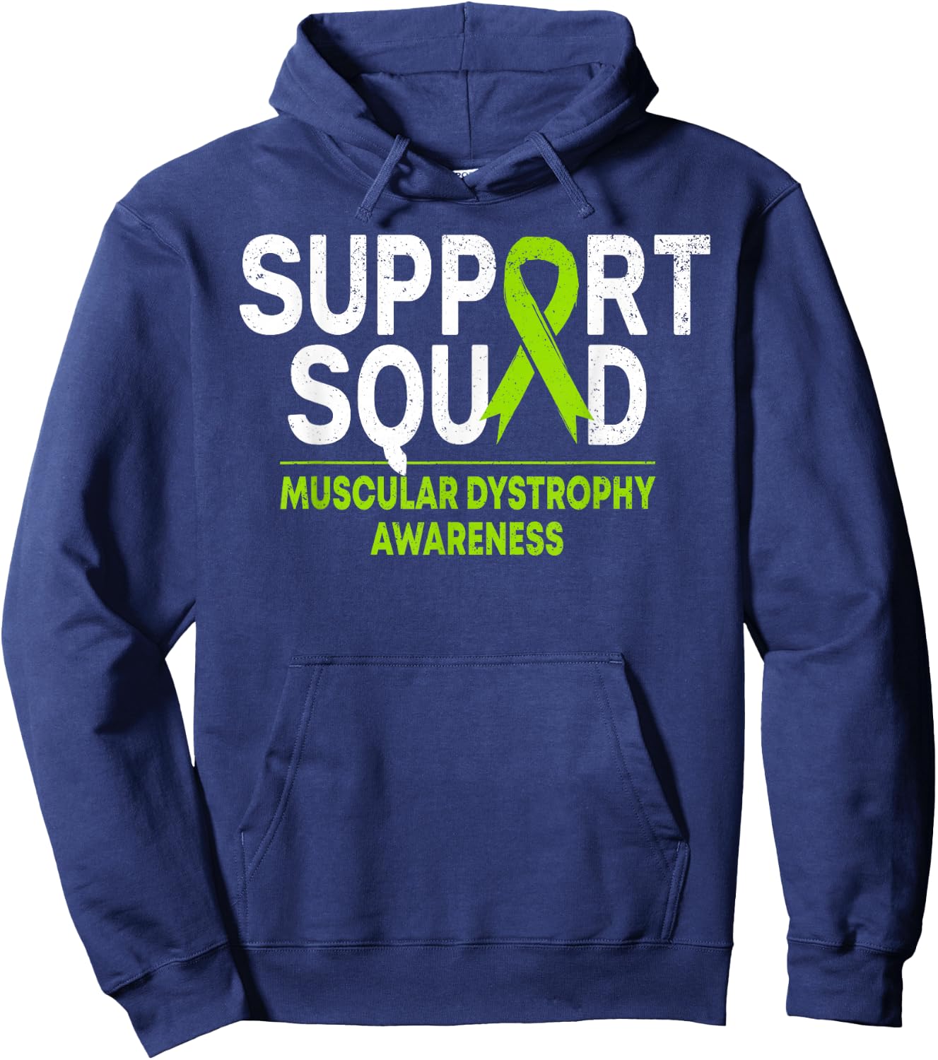Support Squad Muscular Dystrophy MD Awareness Lime Ribbon Hoodie - Hoodie | Navy