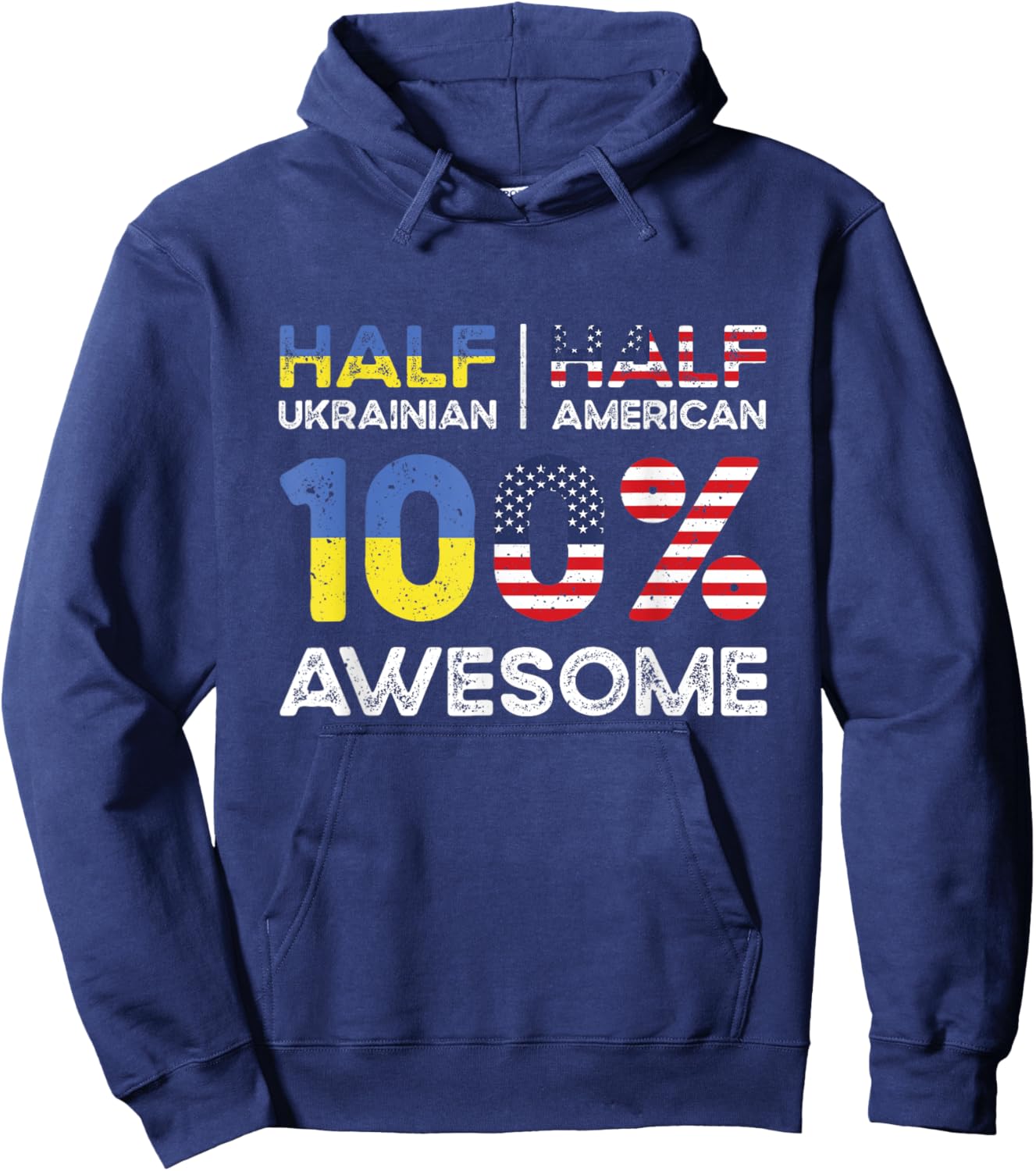 Ukrainian American Patriot USA Grown Ukraine US Flag Hoodie - Hoodie | Navy