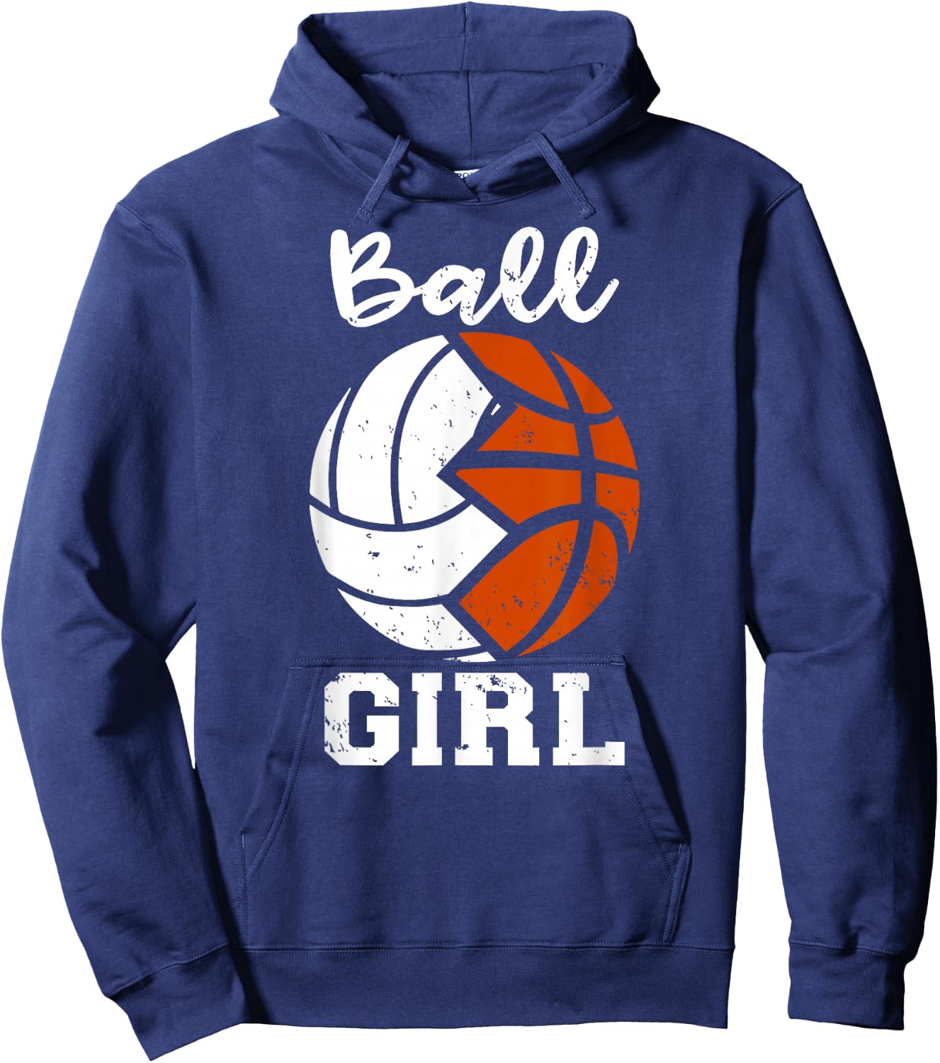Ball Girl Funny Volleyball Basketball Girl Hoodie - Hoodie | Navy