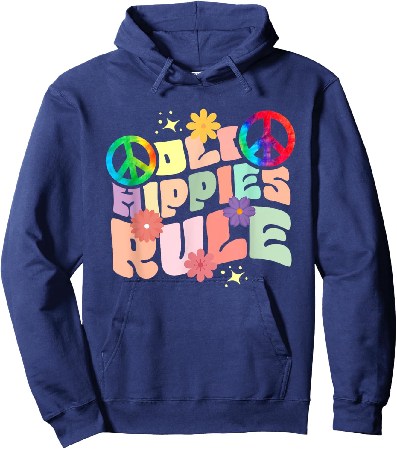 Funny Old Hippies Rule | Peace Sign | Hippy Hoodie - Hoodie | Navy