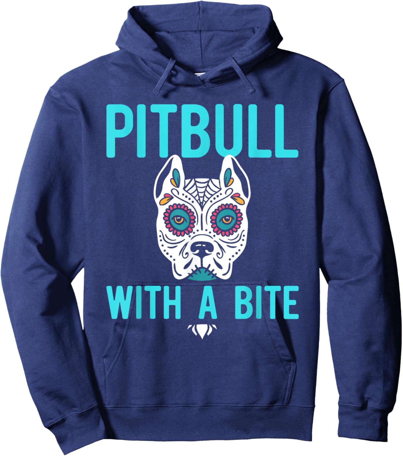 Pitbull Sugar Skull Mexican Dog Dia De Los Muertos Halloween Hoodie - Hoodie | Navy