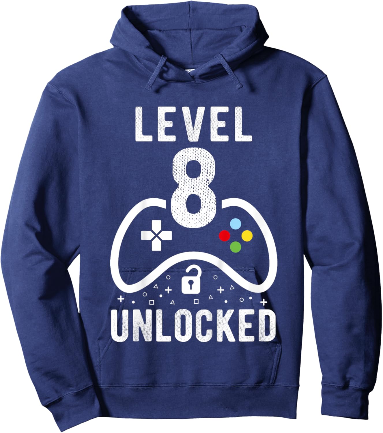 Level 8 Unlocked Video Game 8th Birthday Gift Hoodie - Hoodie | Navy