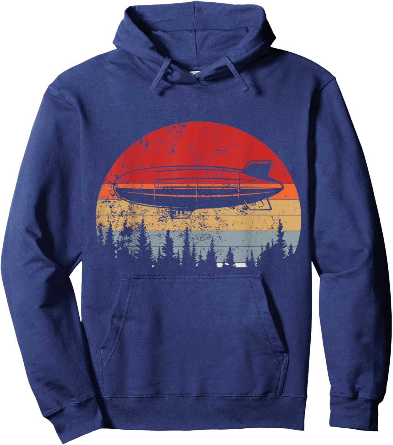 Retro Zeppelin 70s Dirigible Blimp Airship Zepelin Zepplin Hoodie - Hoodie | Navy