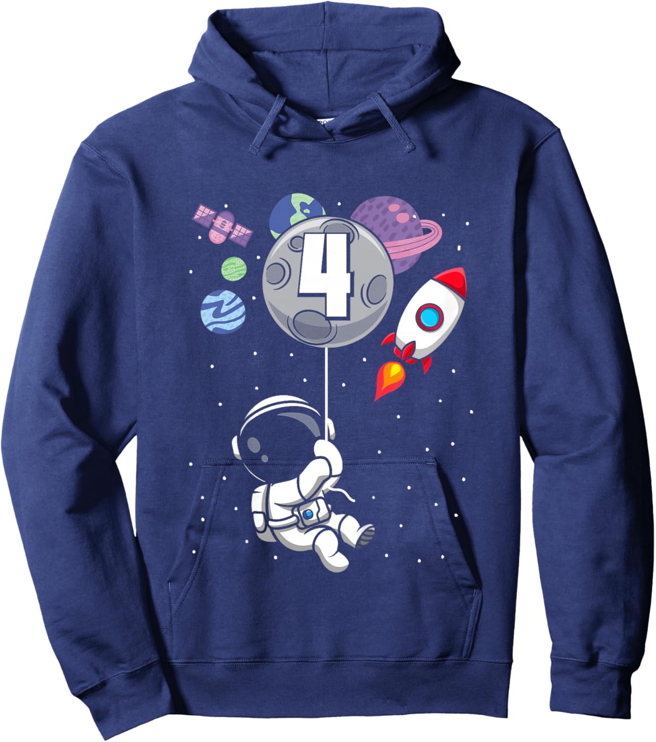 4 Years Old Boy 4th Birthday Gift Bday Astronaut Hoodie - Hoodie | Navy