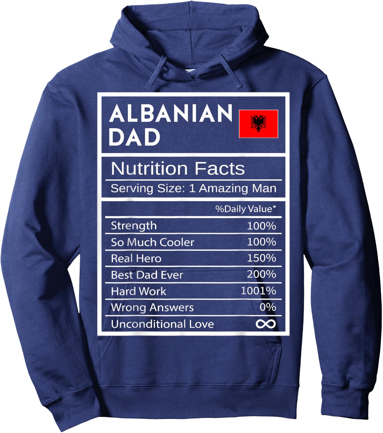Albanian Dad Nutrition Facts National Pride Gift Dad Hoodie - Hoodie | Navy