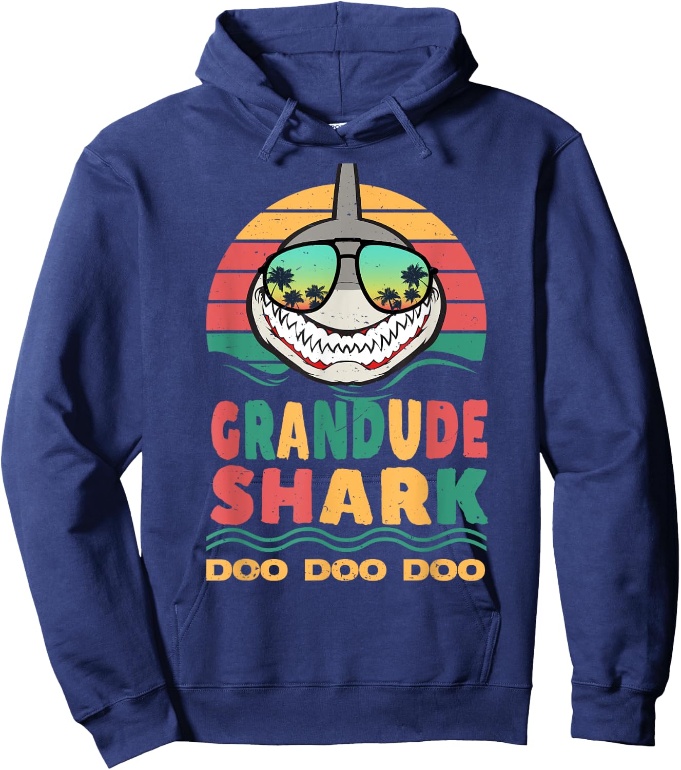 Grandude Shark Father's Day Papa Dad Grandpa Men Gift Hoodie - Hoodie | Navy
